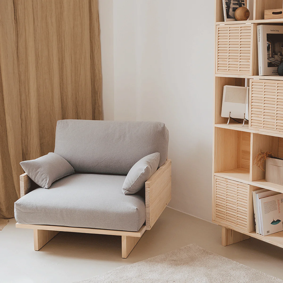 Bora armchair made of pine wood in Mediterranean style 95 cm - Image 3