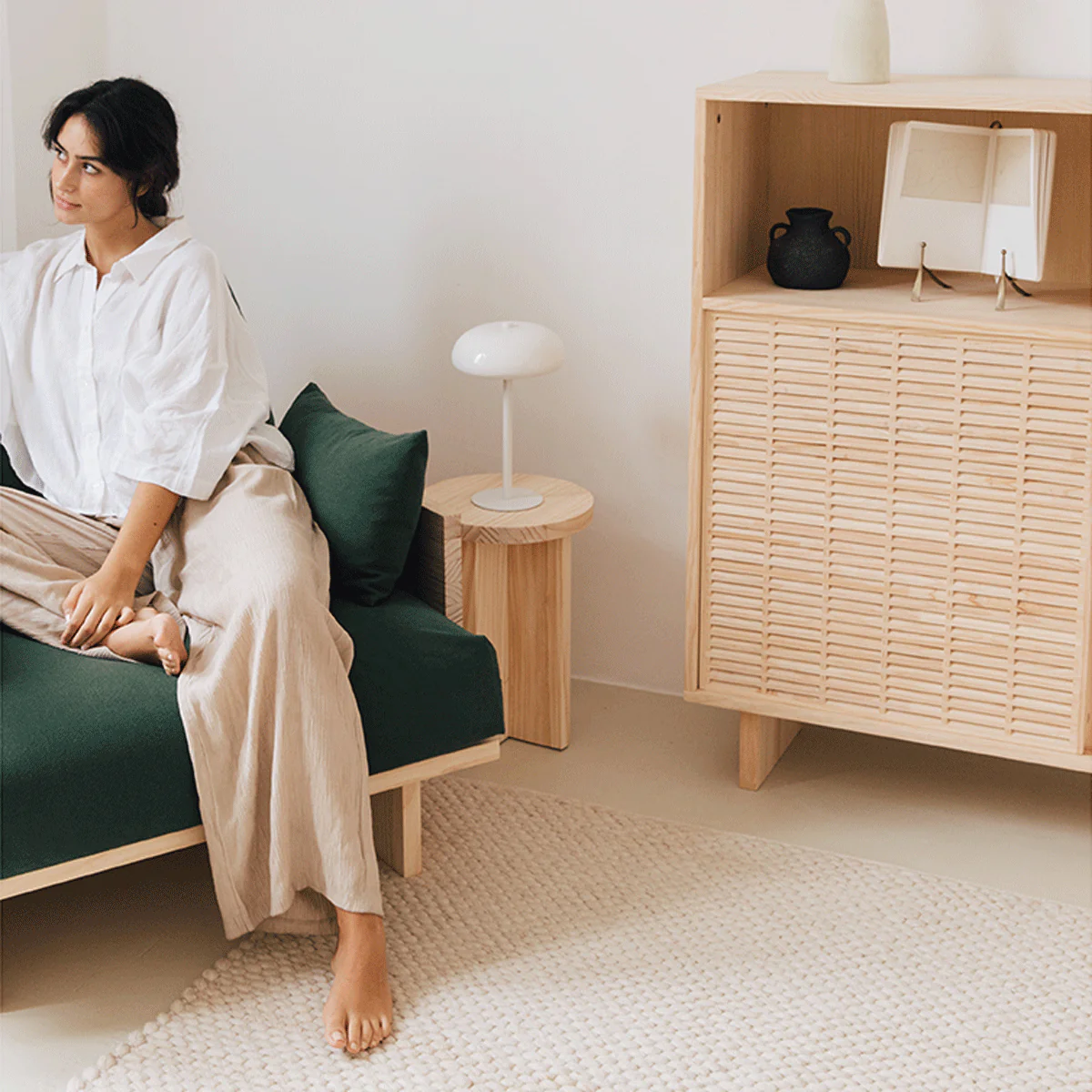 Bora armchair made of pine wood in Mediterranean style 95 cm - Image 8