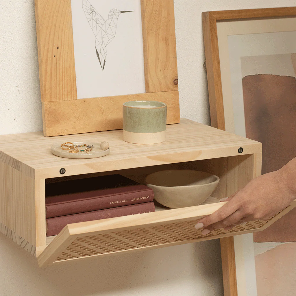 Ifach wooden floating bedside table 45 cm wide - Image 3