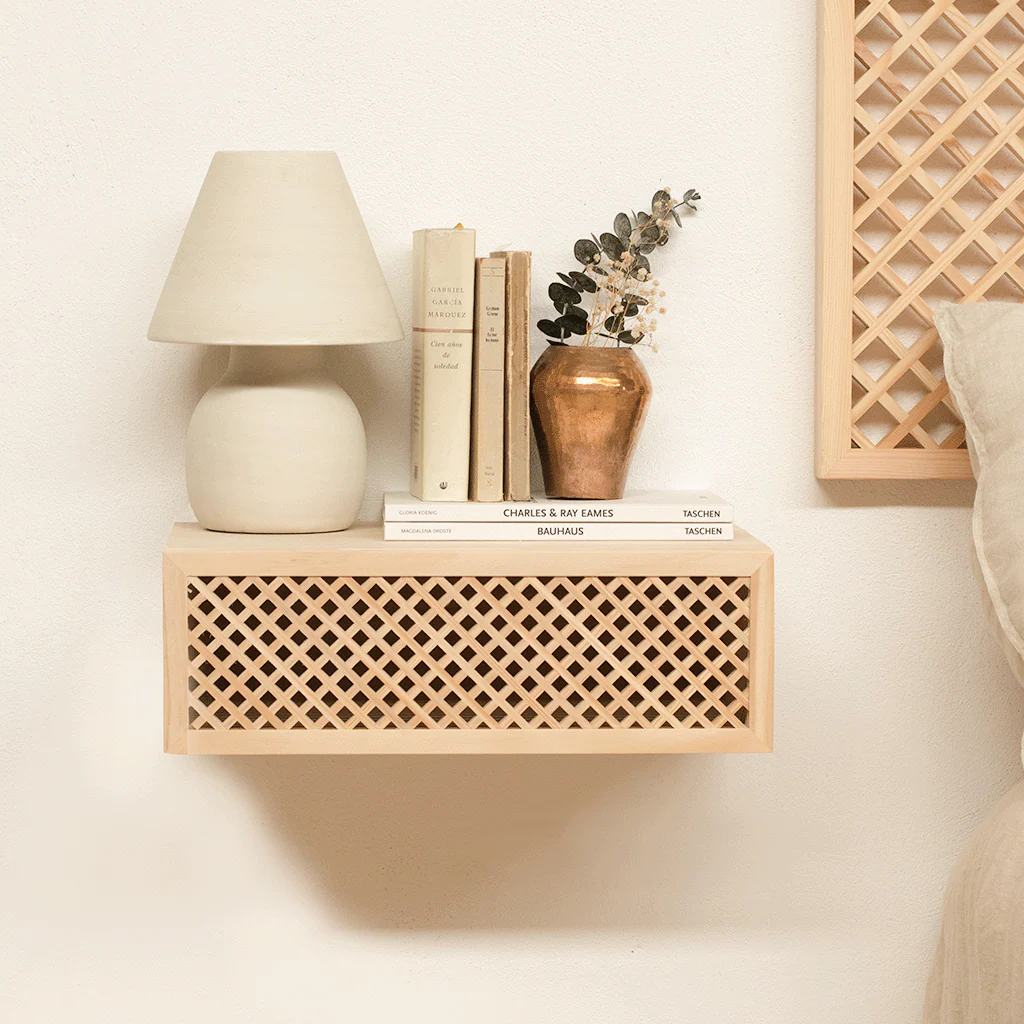 Ifach wooden floating bedside table 45 cm wide - Image 5