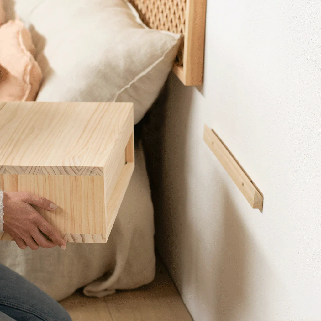 Ifach wooden floating bedside table 45 cm wide - Image 9