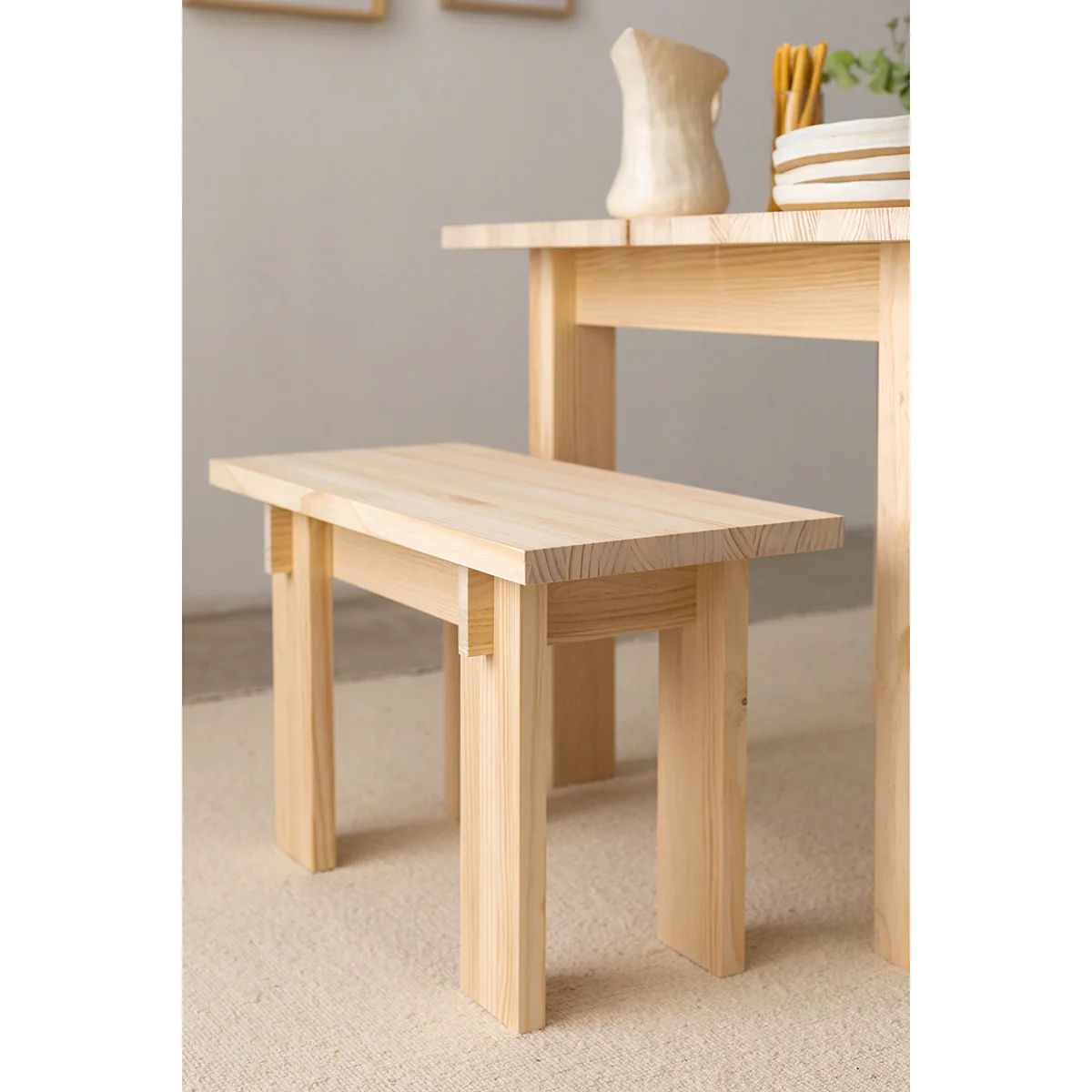 Begur small bench in solid pine wood 75 cm - Image 3