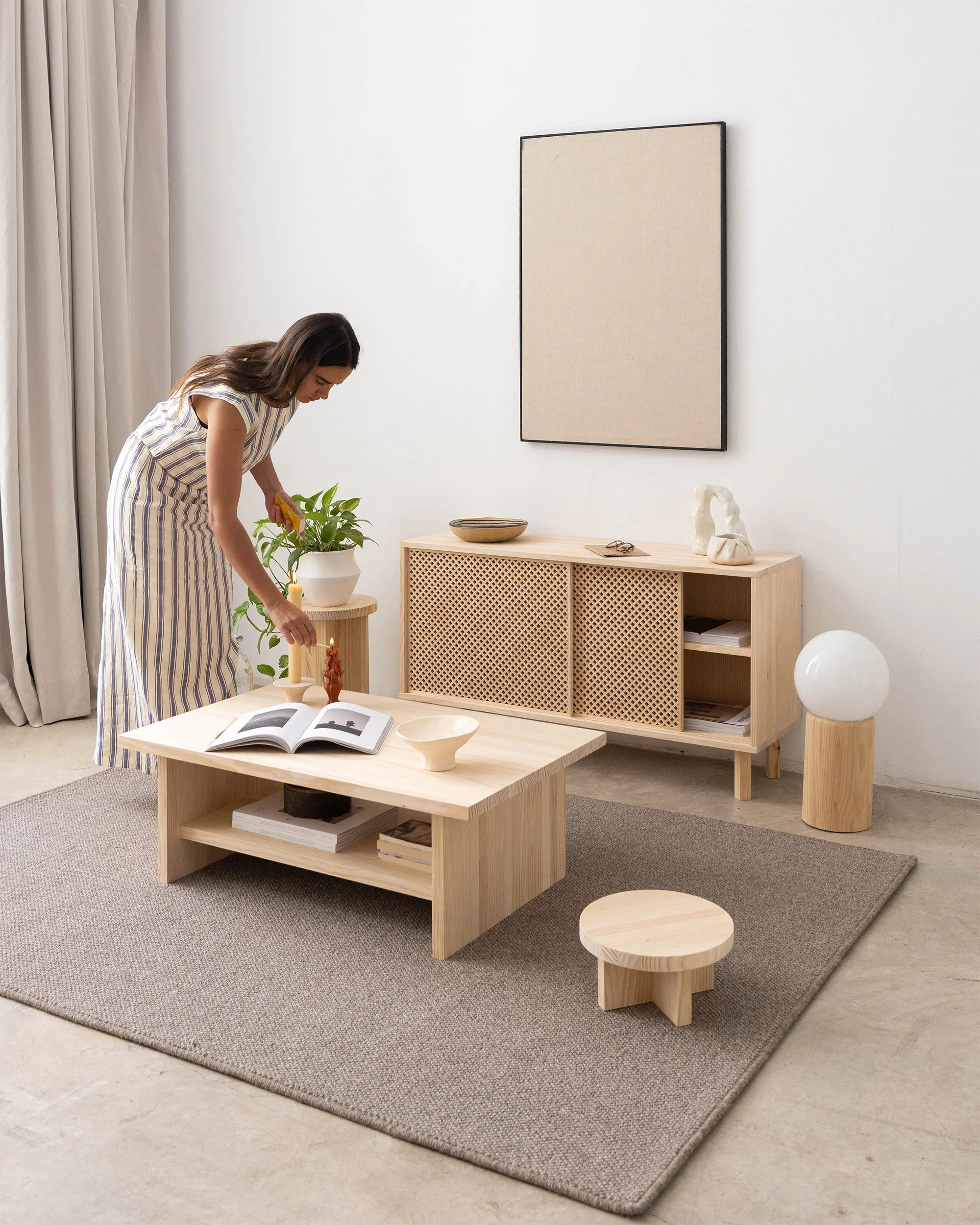 Binibeca - Rectangular coffee table in wood 100 cm - Image 3