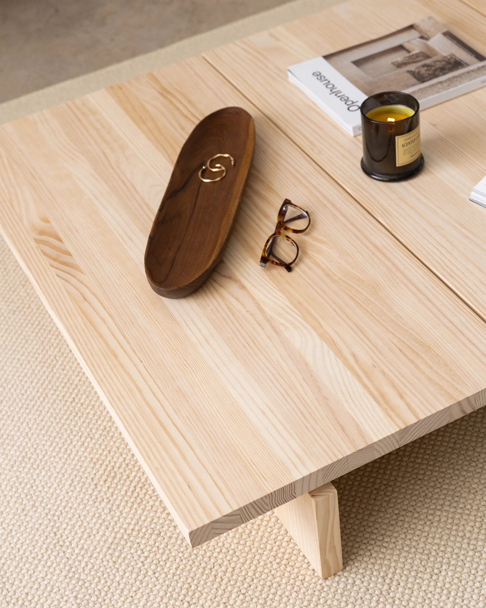 Nova - Rectangular coffee table in solid pine wood 135 cm - Image 3