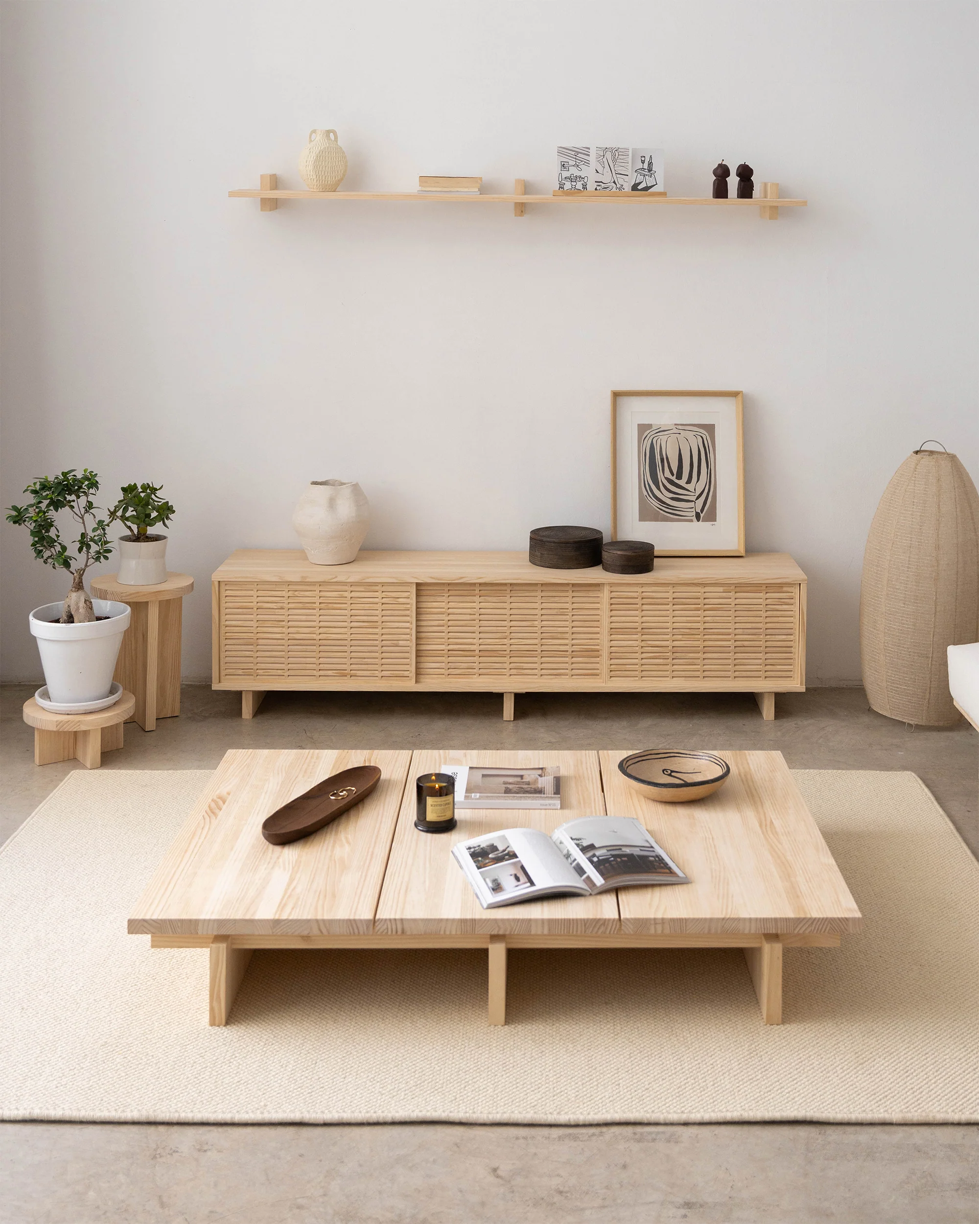 Nova - Rectangular coffee table in solid pine wood 135 cm - Image 4