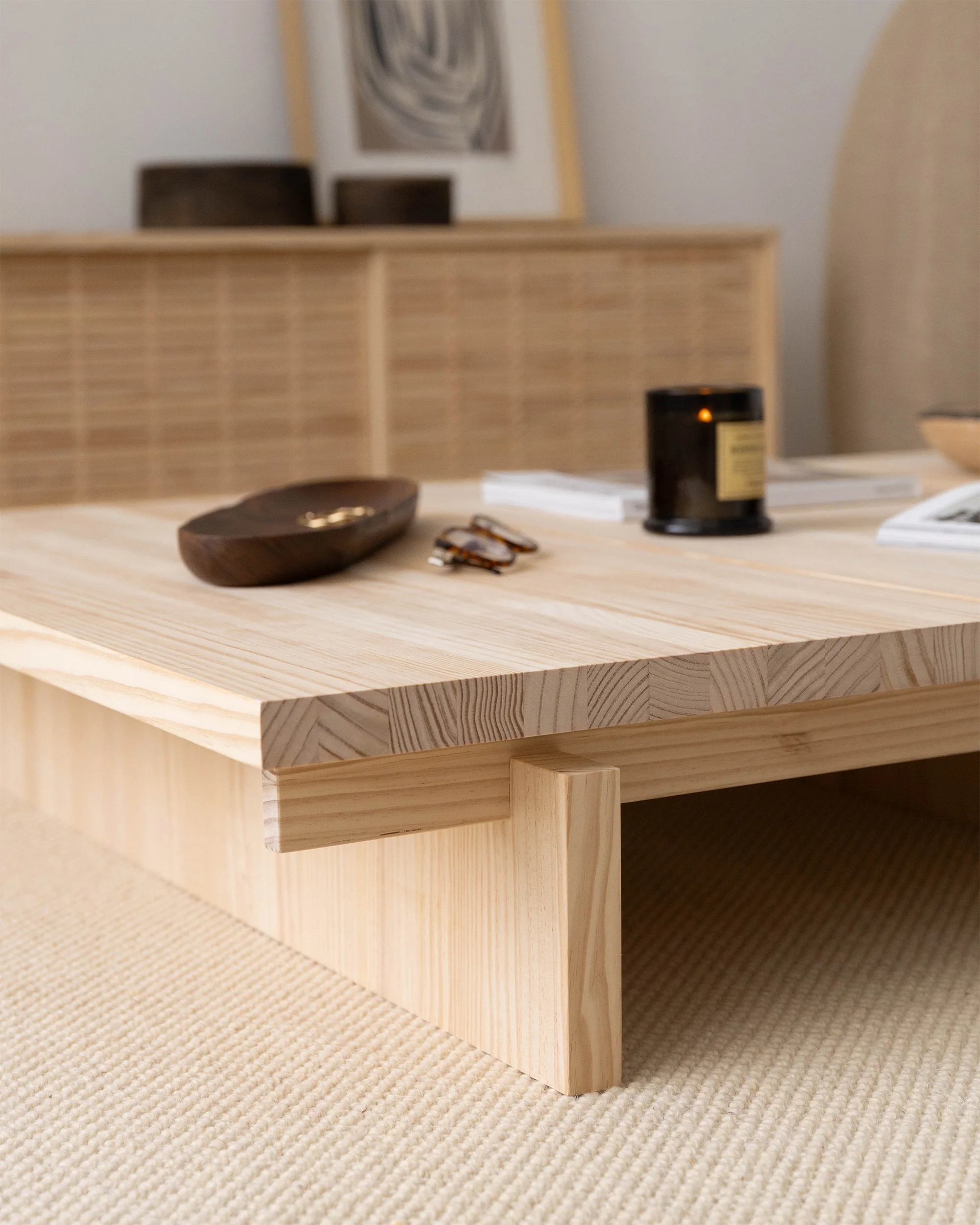 Nova - Rectangular coffee table in solid pine wood 135 cm - Image 6