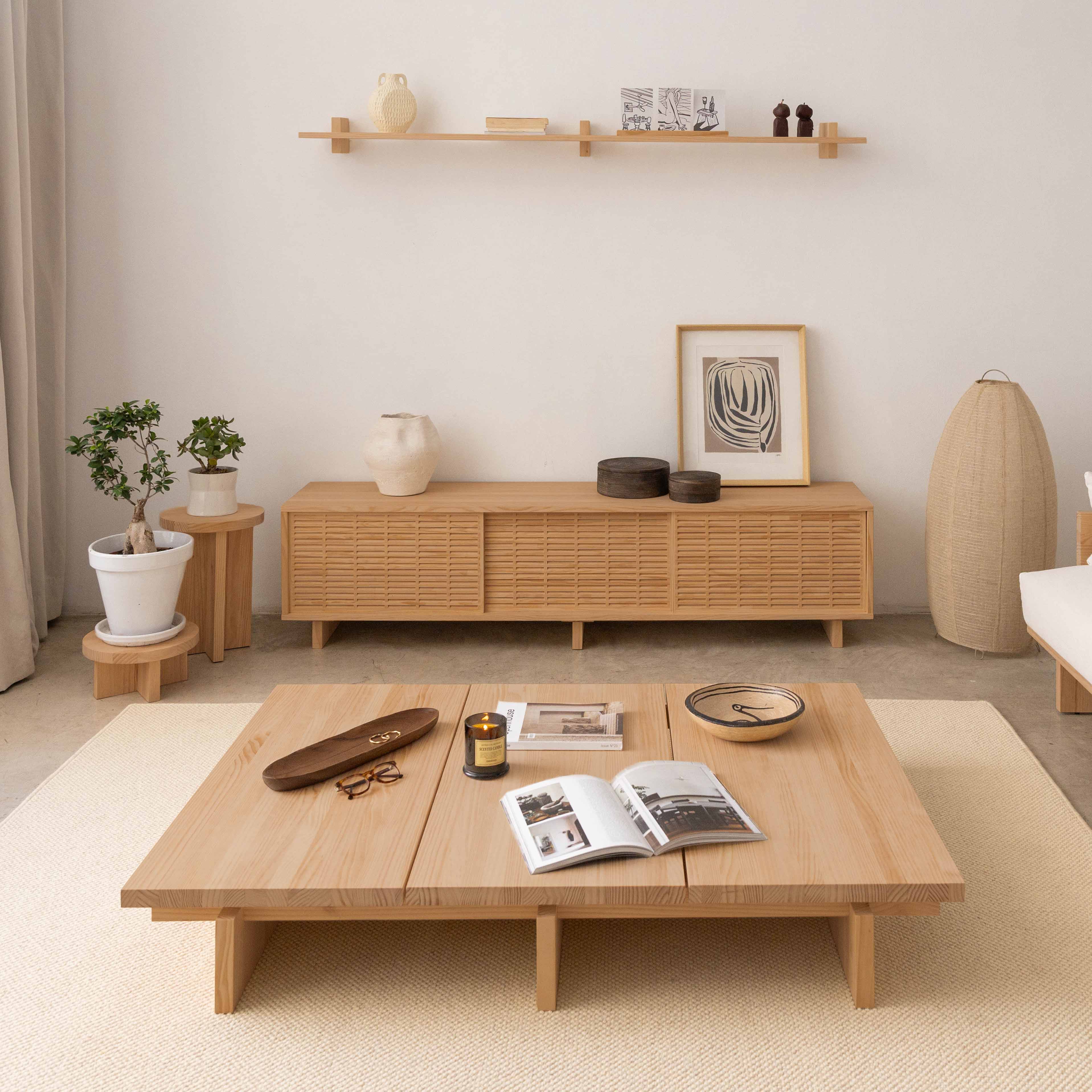 Nova - Rectangular coffee table in solid pine wood 135 cm - Image 8