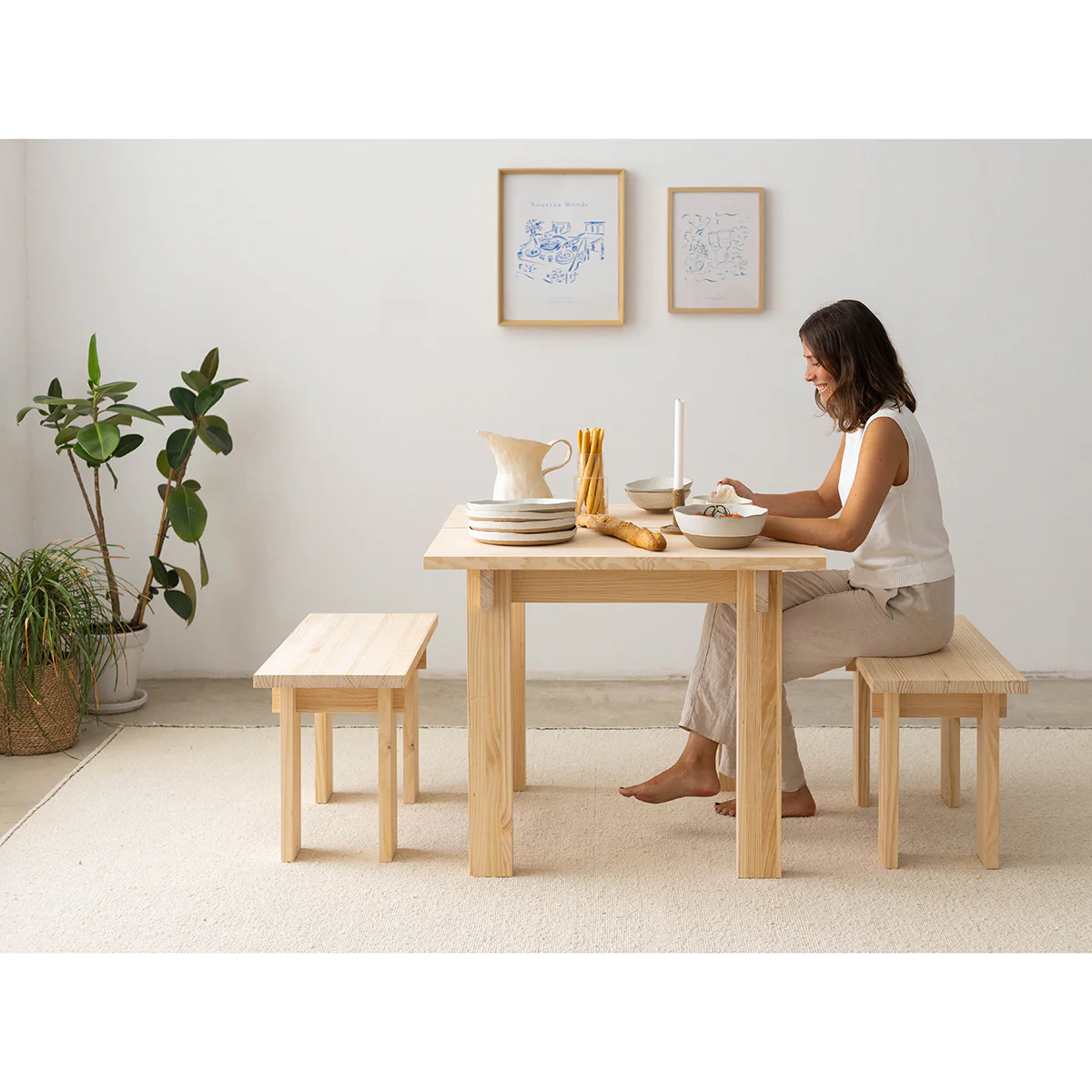 Pals dining table made of solid pine wood 90 x 90 cm - Image 8
