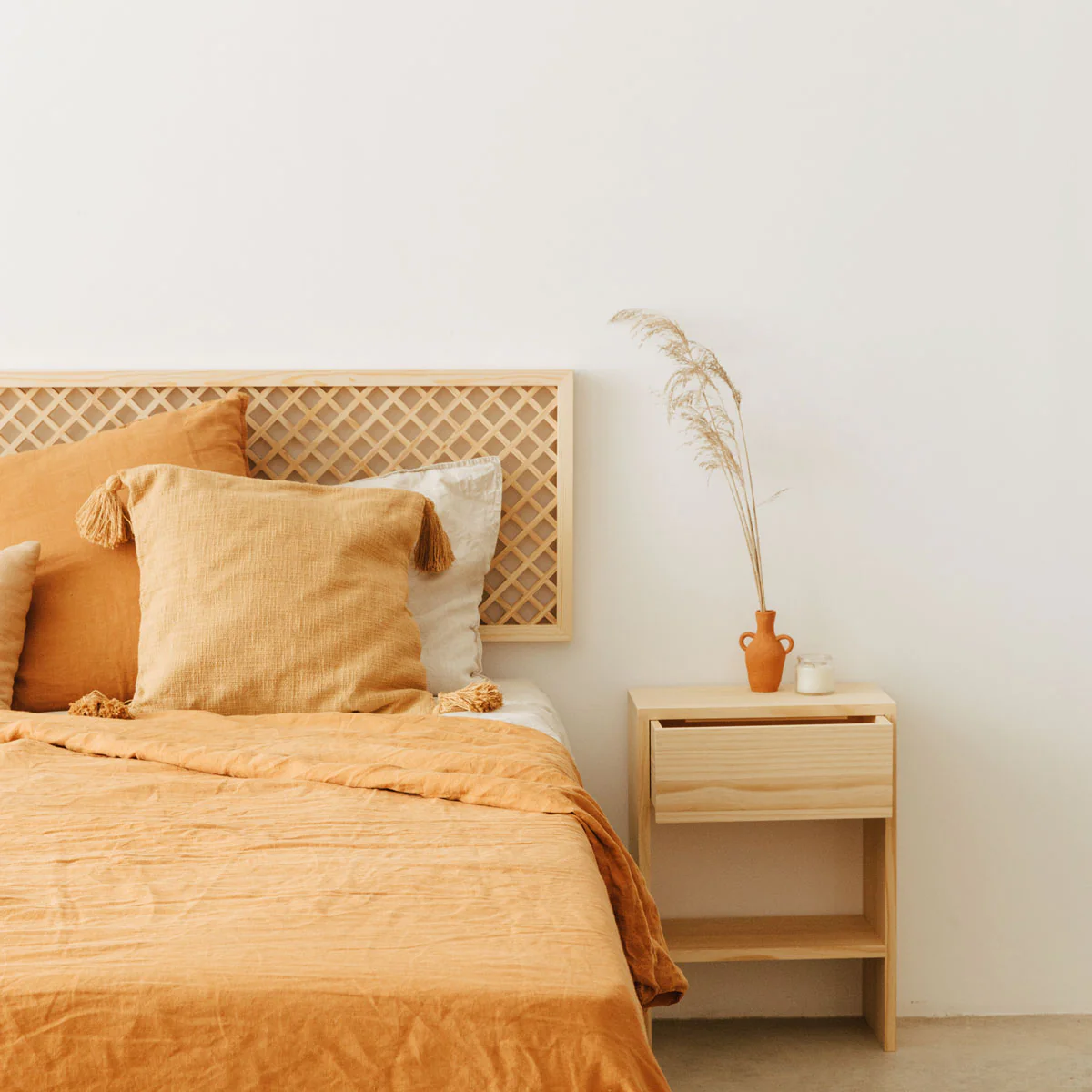 Azahar natural wood headboard with lattice 150 cm, 165 cm and 180 cm - Image 4