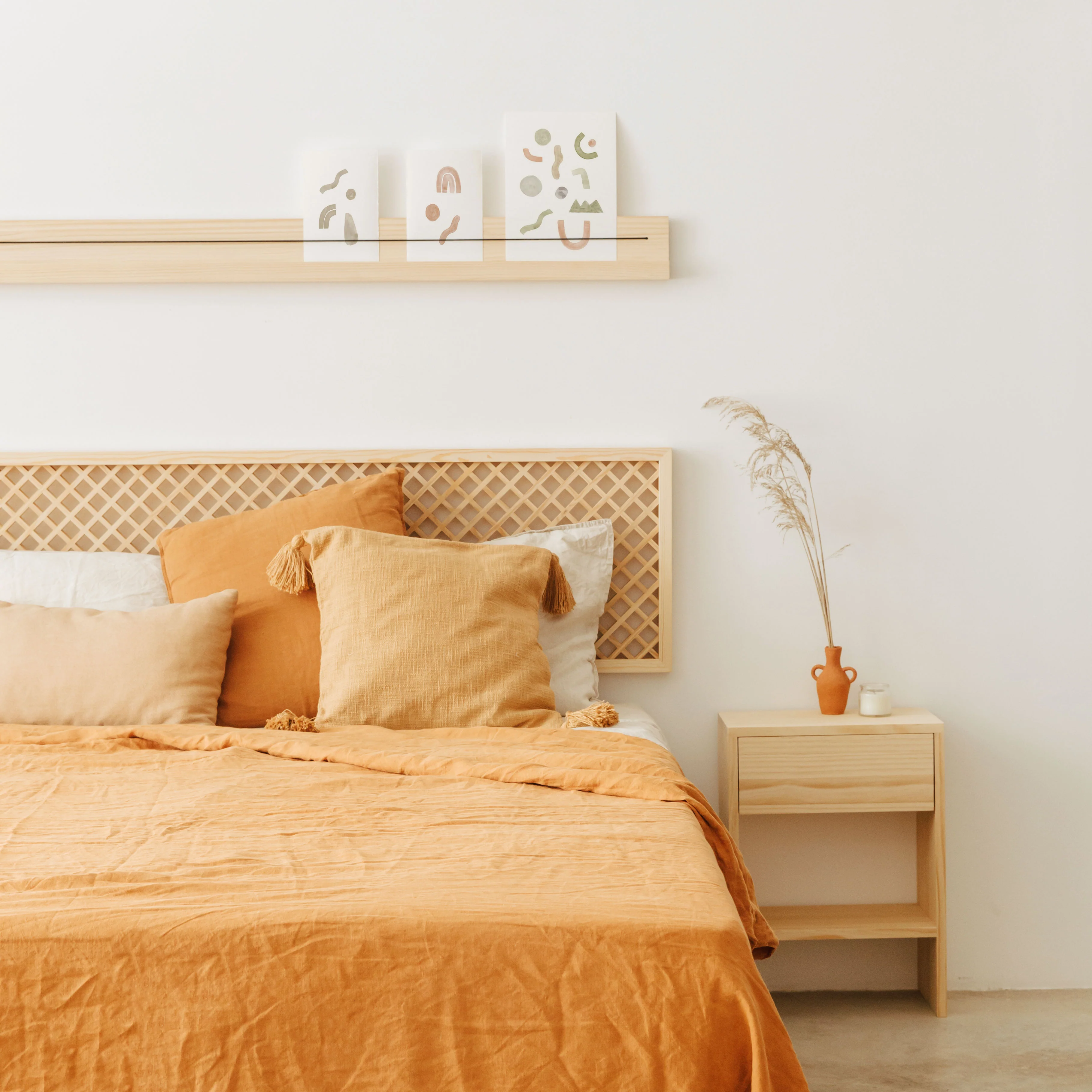 Azahar natural wood headboard with lattice 150 cm, 165 cm and 180 cm - Image 8