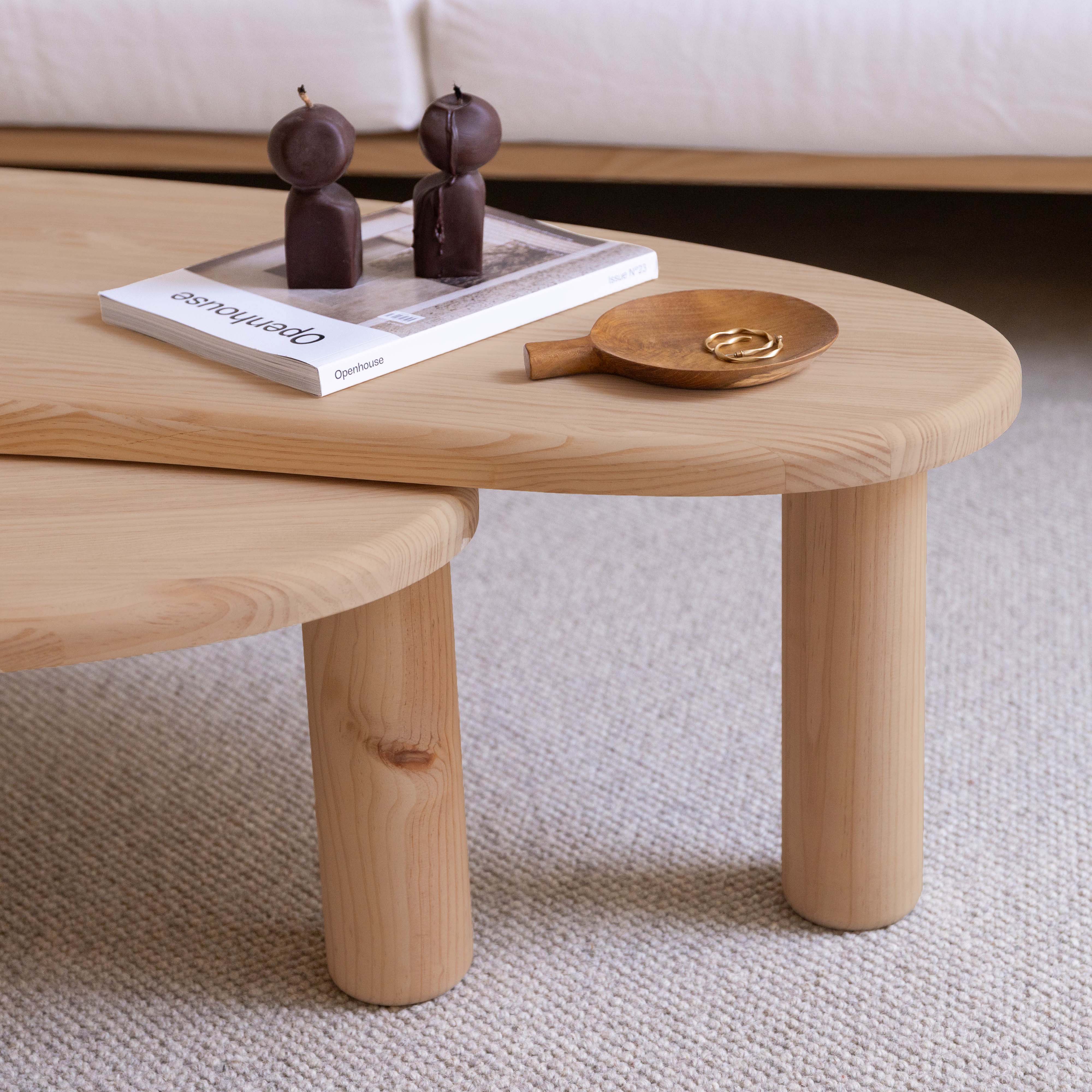 Set 2 coffee tables in solid pine wood Tramadiu and Tuna - Image 10
