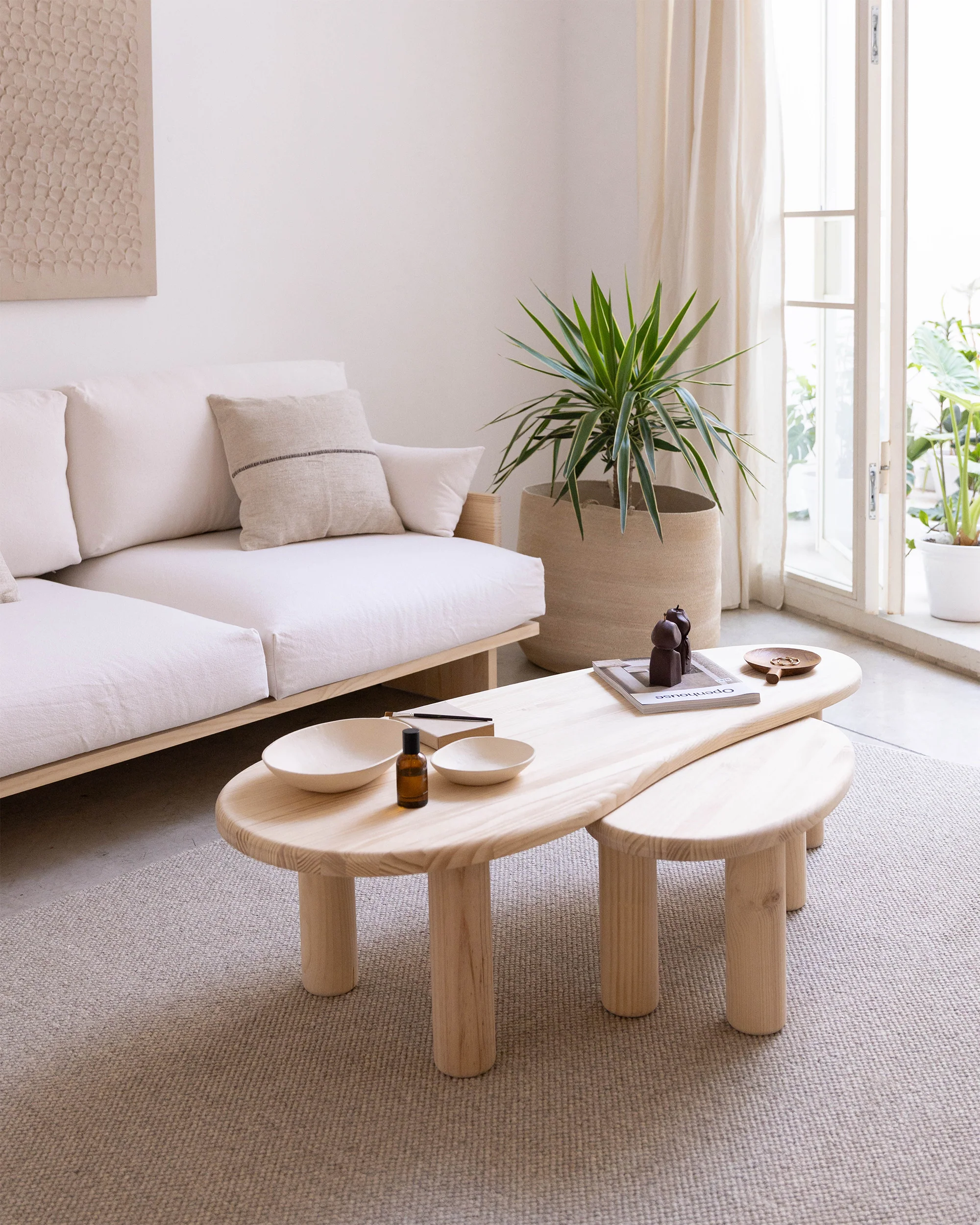 Set 2 coffee tables in solid pine wood Tramadiu and Tuna - Image 3