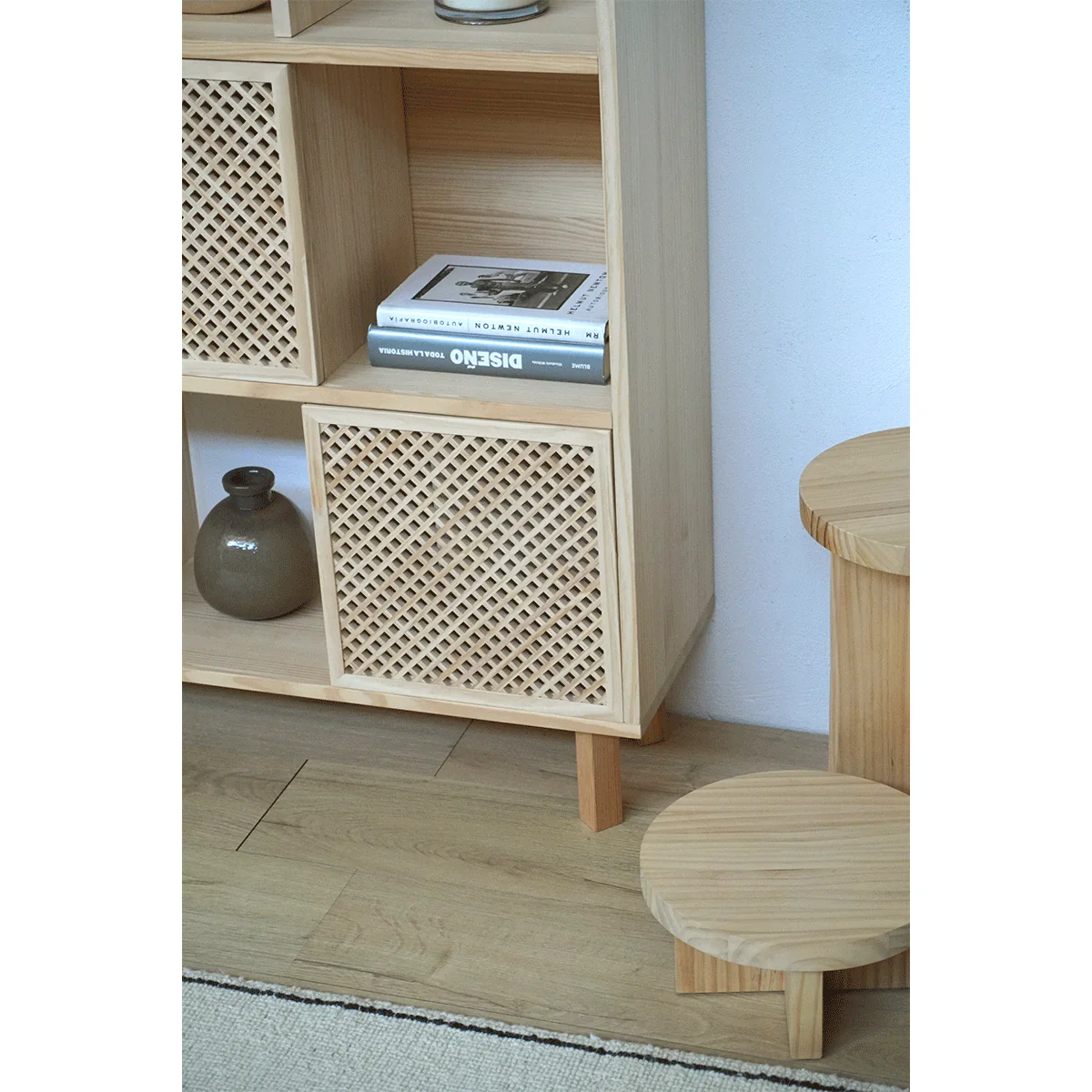 Shelving Mica in pine with 3 doors 98 cm - Image 5