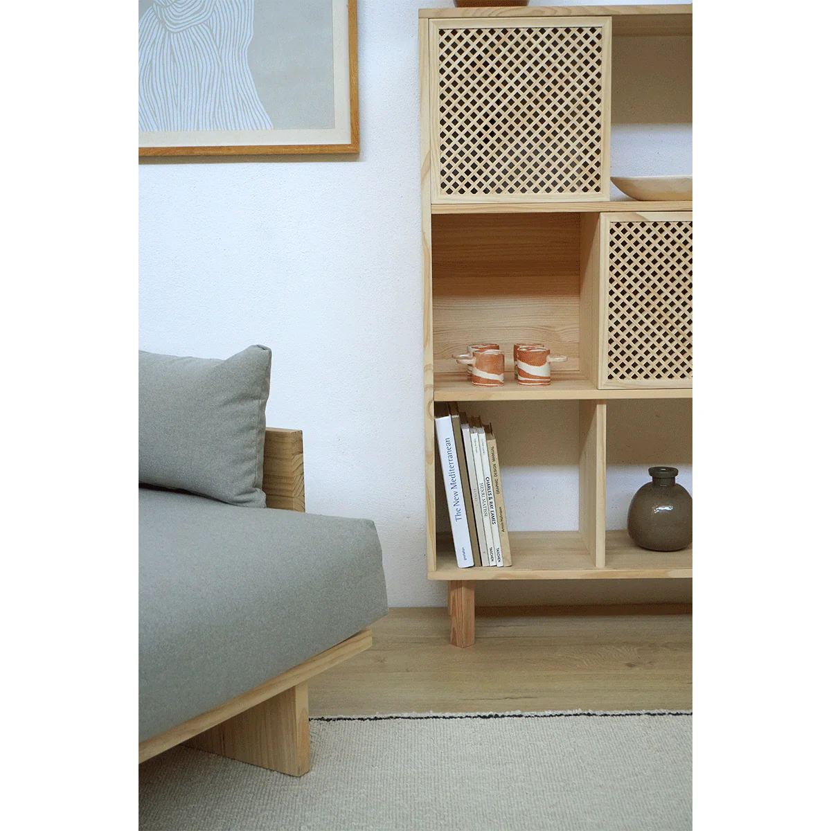 Shelving Mica in pine with 3 doors 98 cm - Image 6