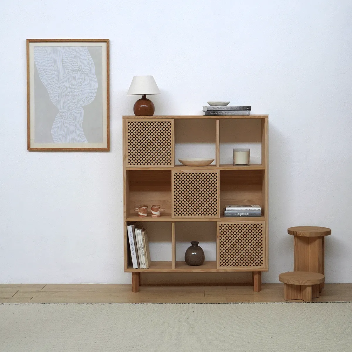 Shelving Mica in pine with 3 doors 98 cm - Image 8