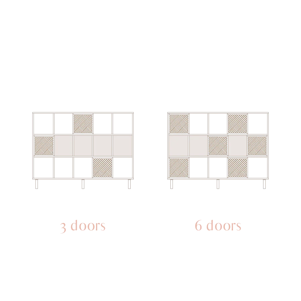 Shelving Porter in pine with 3 or 6 lattice doors 160 cm - Image 10