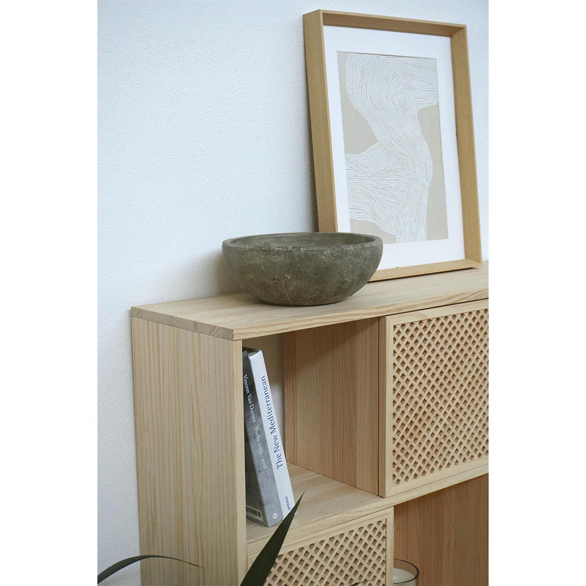 Shelving Porter in pine with 3 or 6 lattice doors 160 cm - Image 4