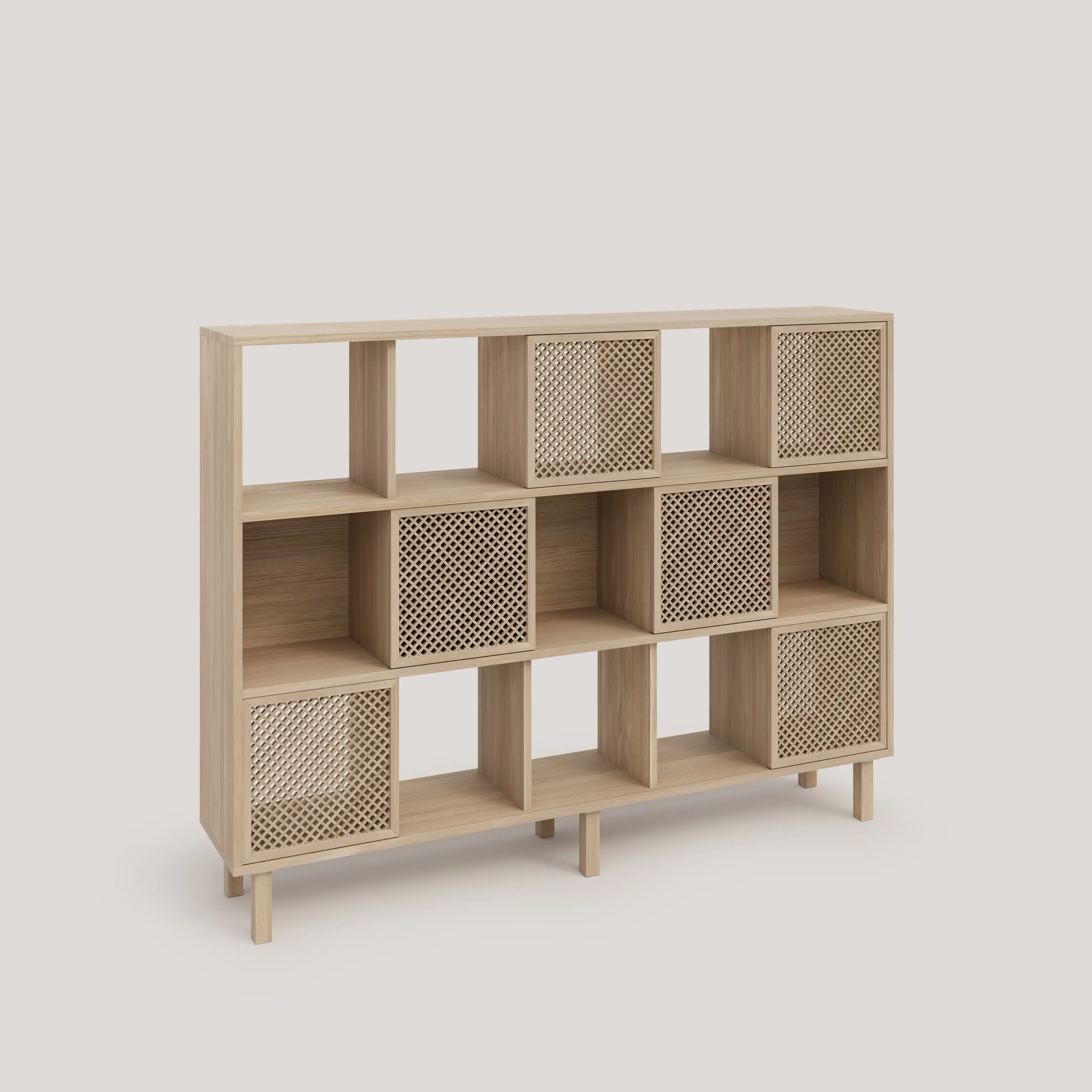 Shelving Porter in pine with 3 or 6 lattice doors 160 cm - Image 6