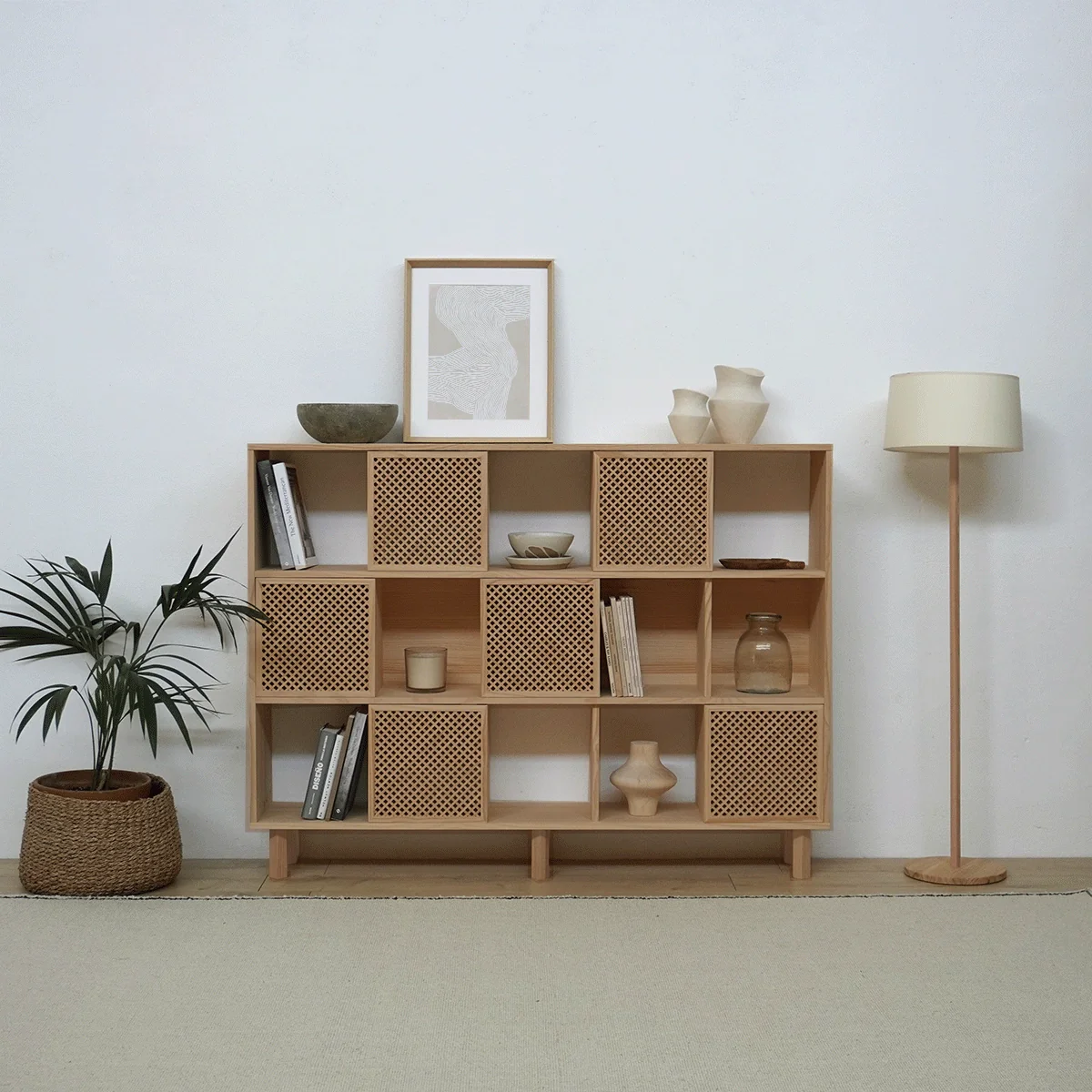 Shelving Porter in pine with 3 or 6 lattice doors 160 cm - Image 7