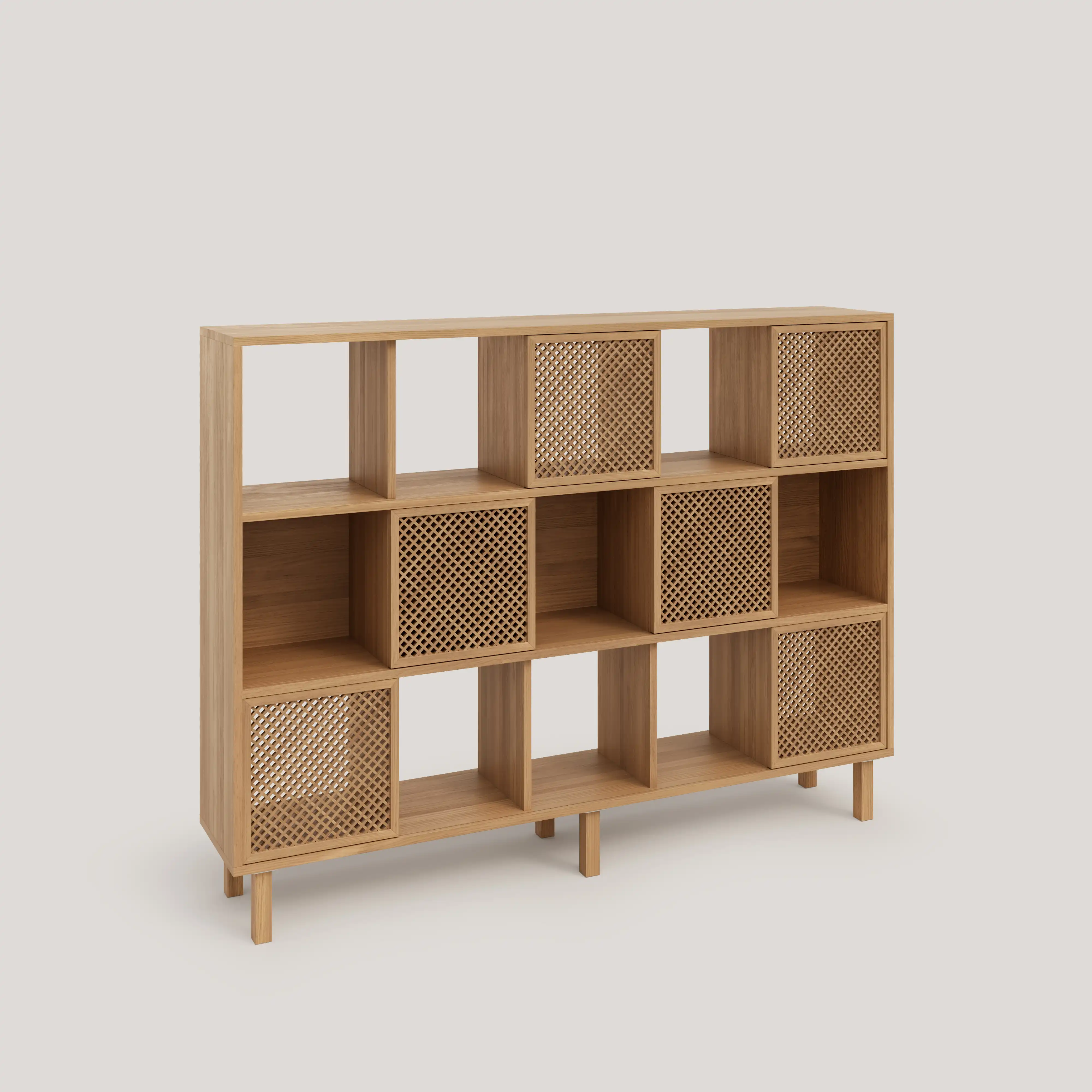 Shelving Porter in pine with 3 or 6 lattice doors 160 cm - Image 9