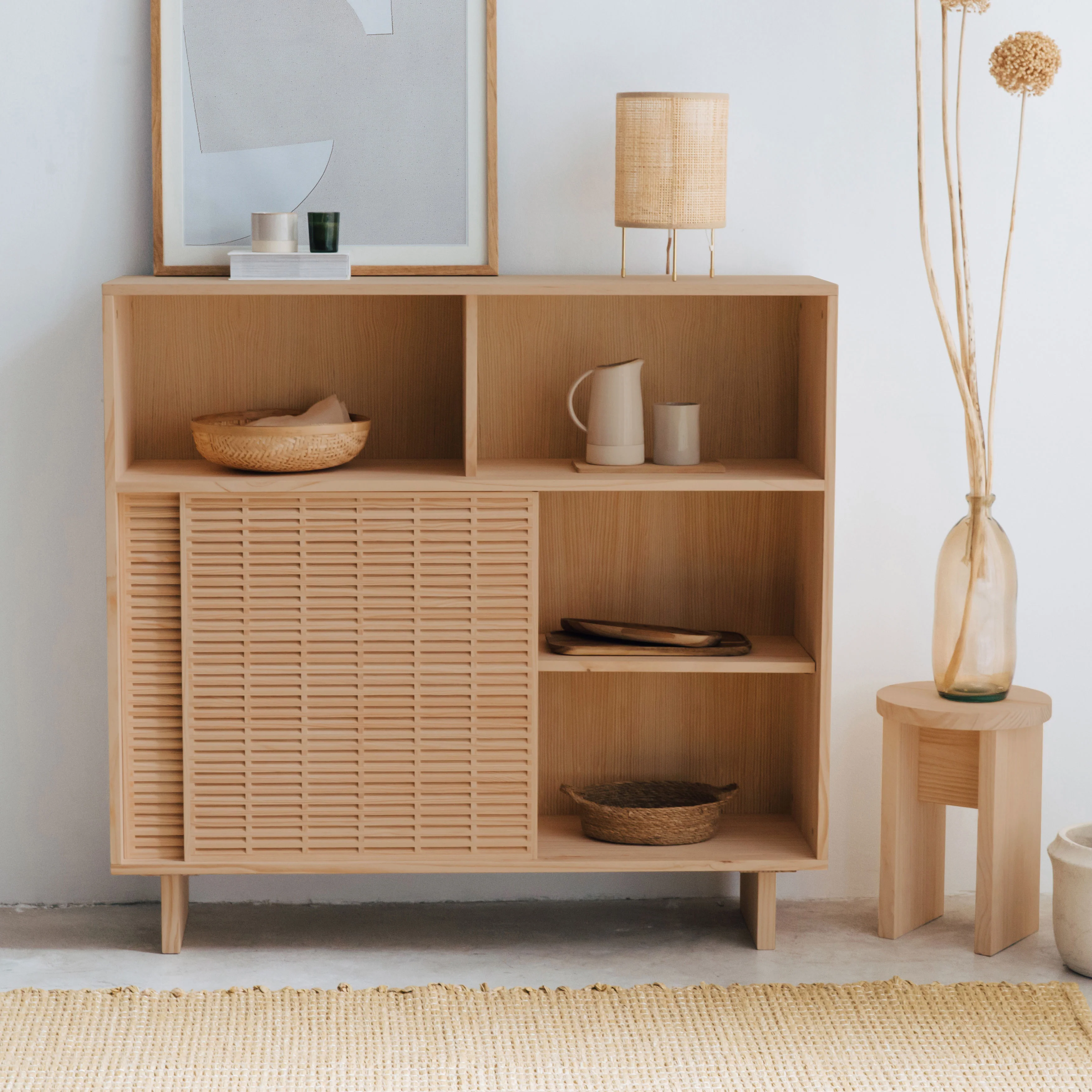 Sideboard Formentera pine with 2 doors 120 cm - Image 11