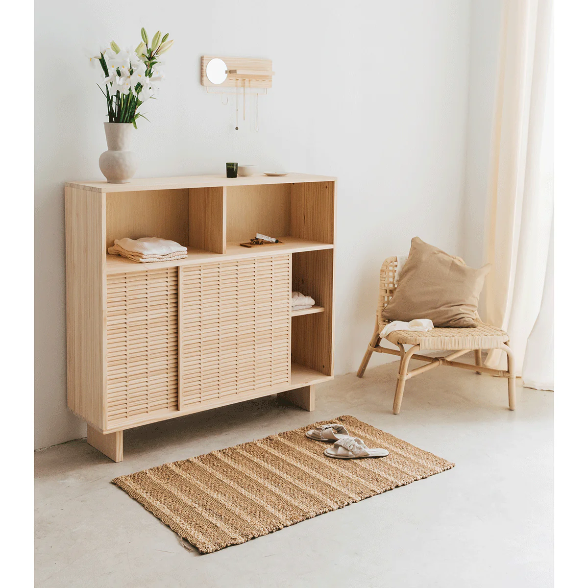 Sideboard Formentera pine with 2 doors 120 cm - Image 6