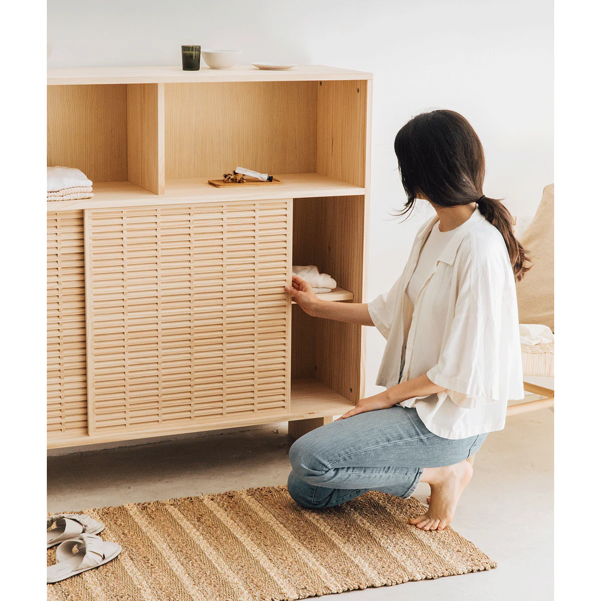 Sideboard Formentera pine with 2 doors 120 cm - Image 7