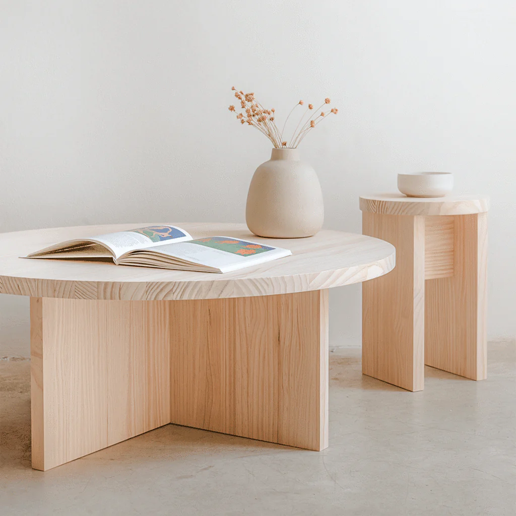 Calpe - Natural wooden stool 42 cm - Image 6