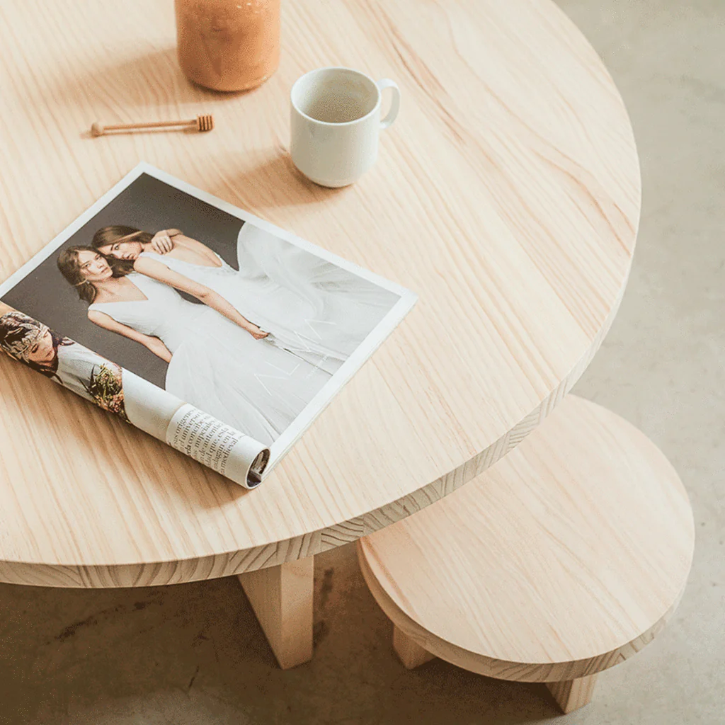 Mola - Low stool in natural wood 15 cm - Image 7