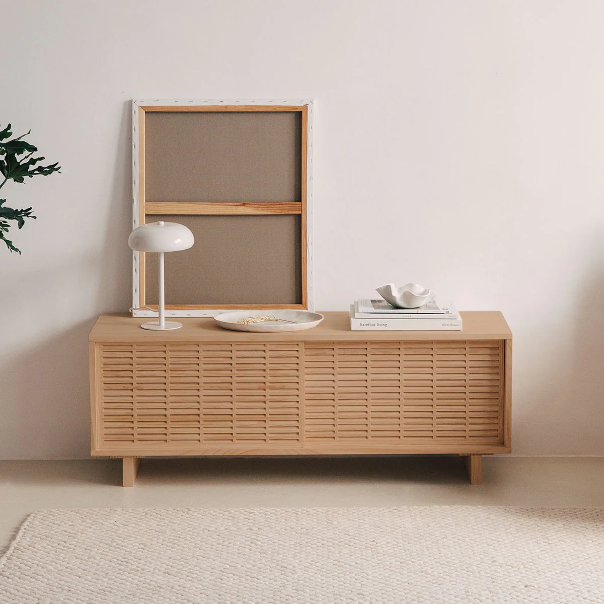 Moraira TV stand of pine with 2 mallorquina doors 120 cm - Image 7