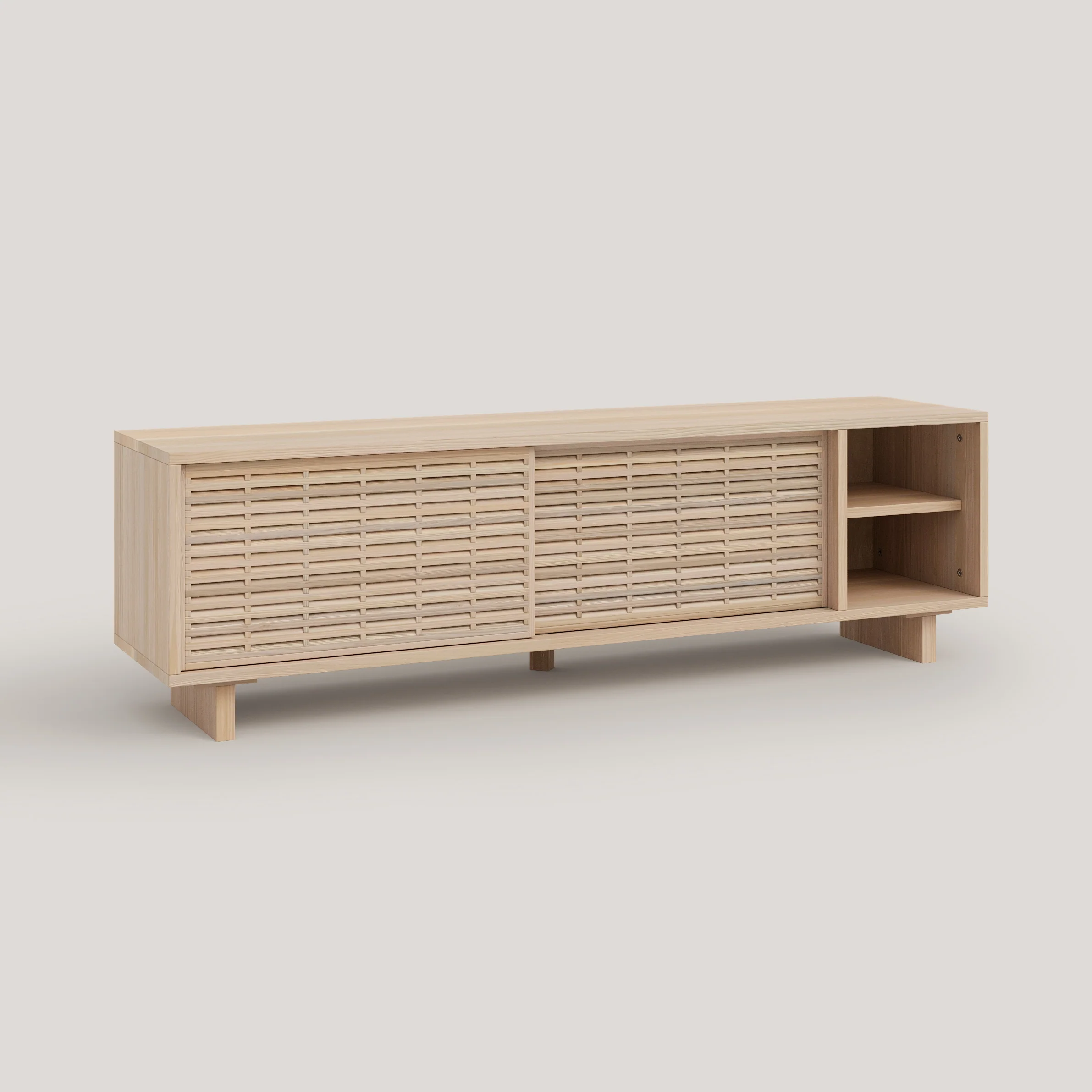Galera TV stand of pine with 2 mallorquina doors 150 cm - Image 7