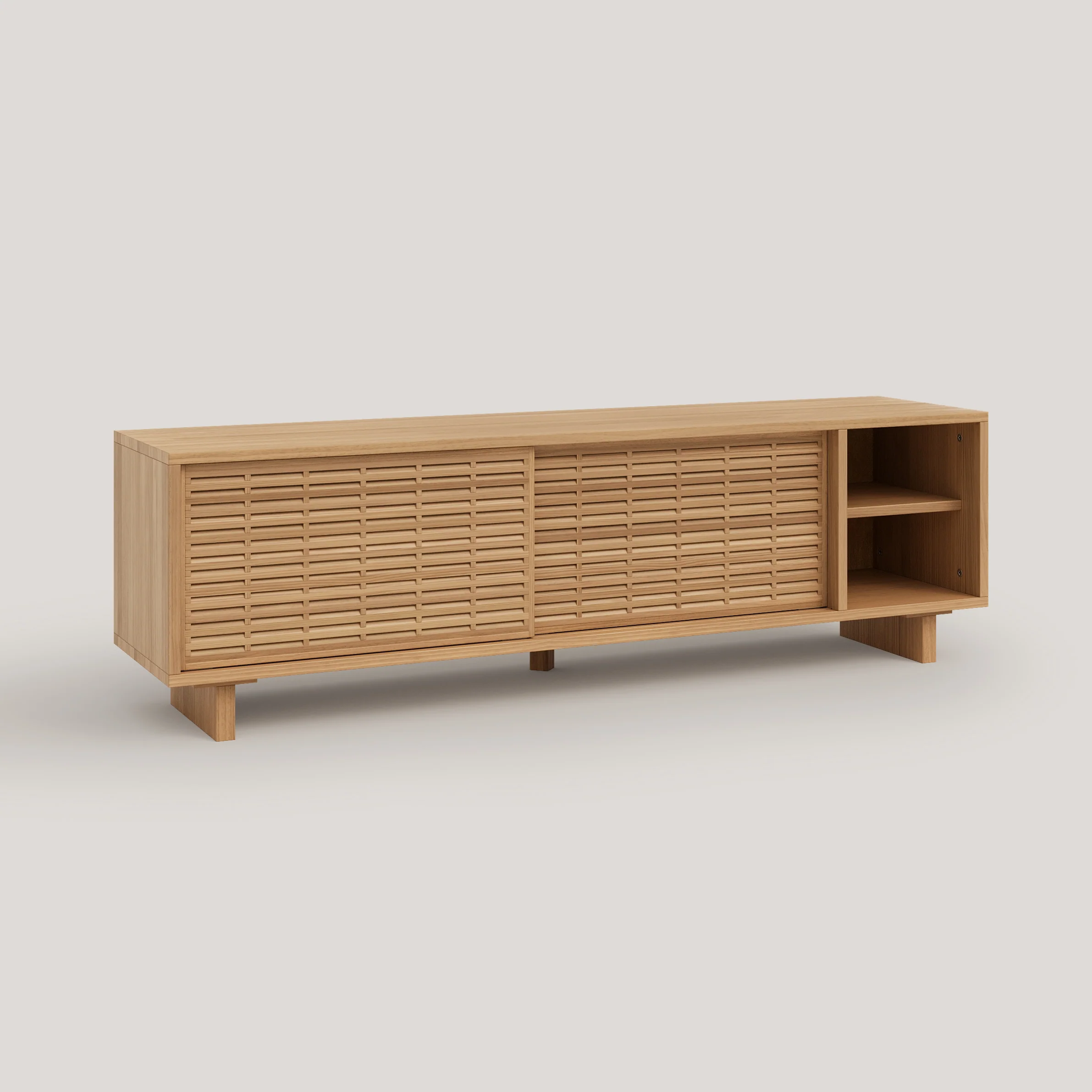 Galera TV stand of pine with 2 mallorquina doors 150 cm - Image 9