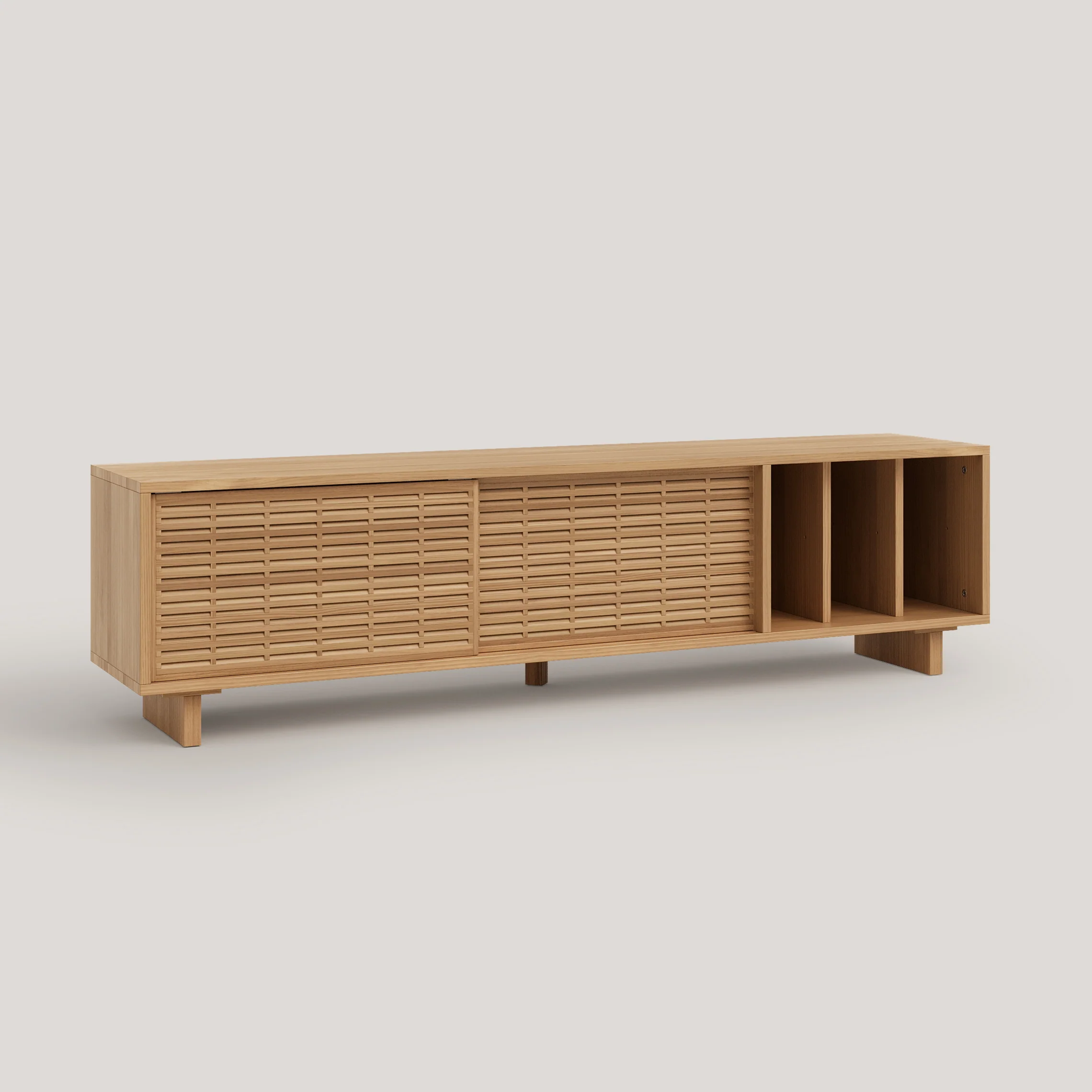 Gavina TV stand of pine with 2 mallorquina doors 170 cm - Image 8