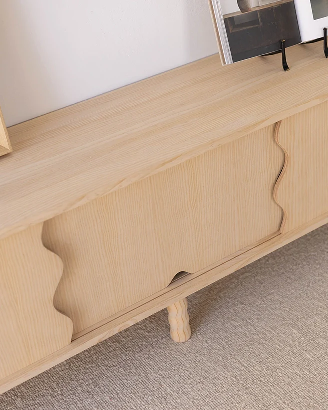 Malaret TV stand in pine wood with 3 doors 180 cm - Image 3