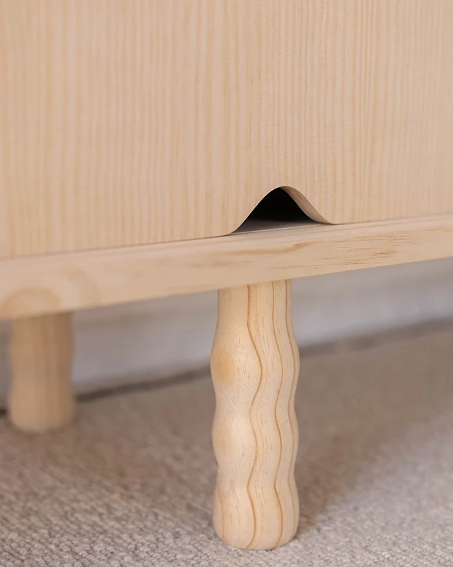 Malaret TV stand in pine wood with 3 doors 180 cm - Image 4