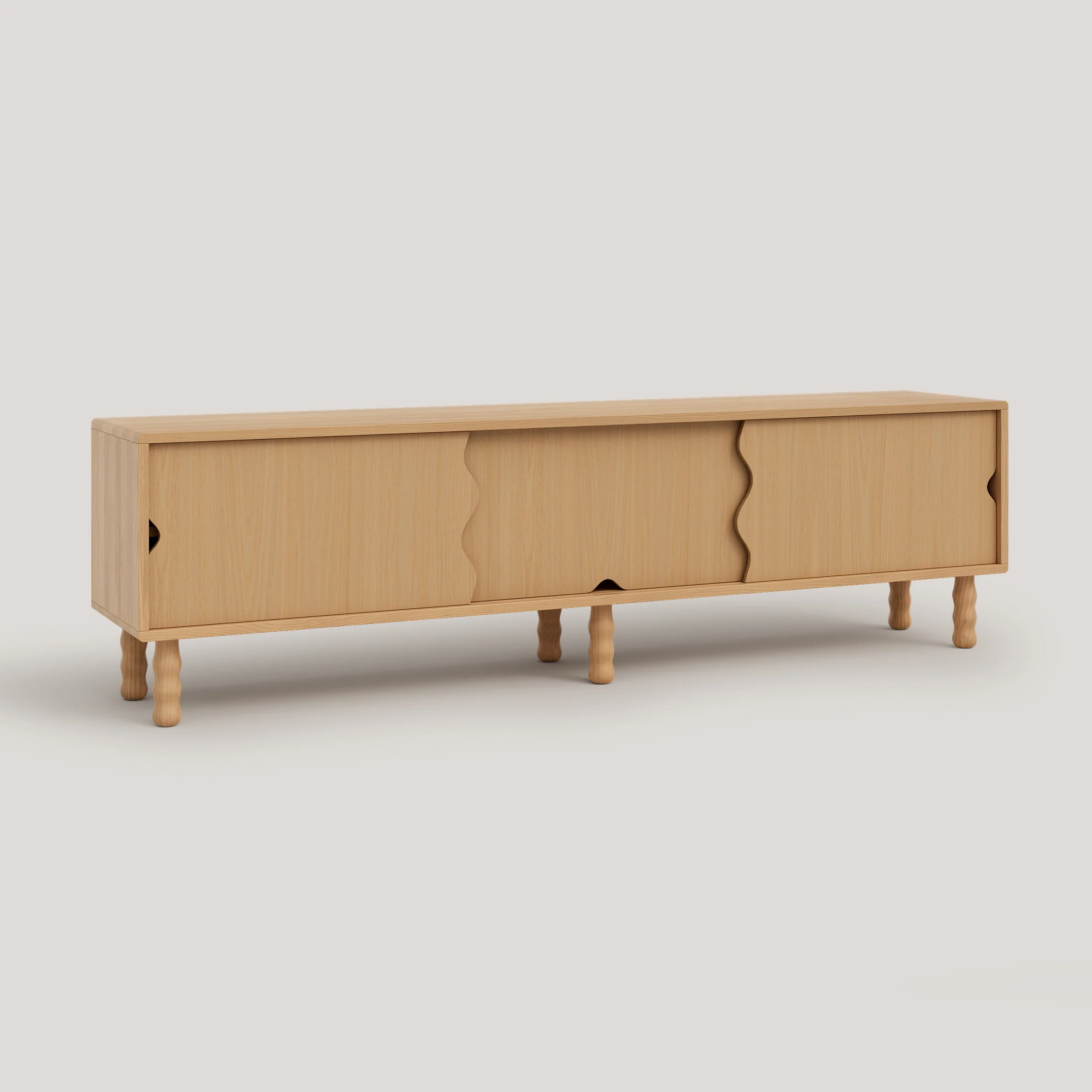 Malaret TV stand in pine wood with 3 doors 180 cm - Image 6