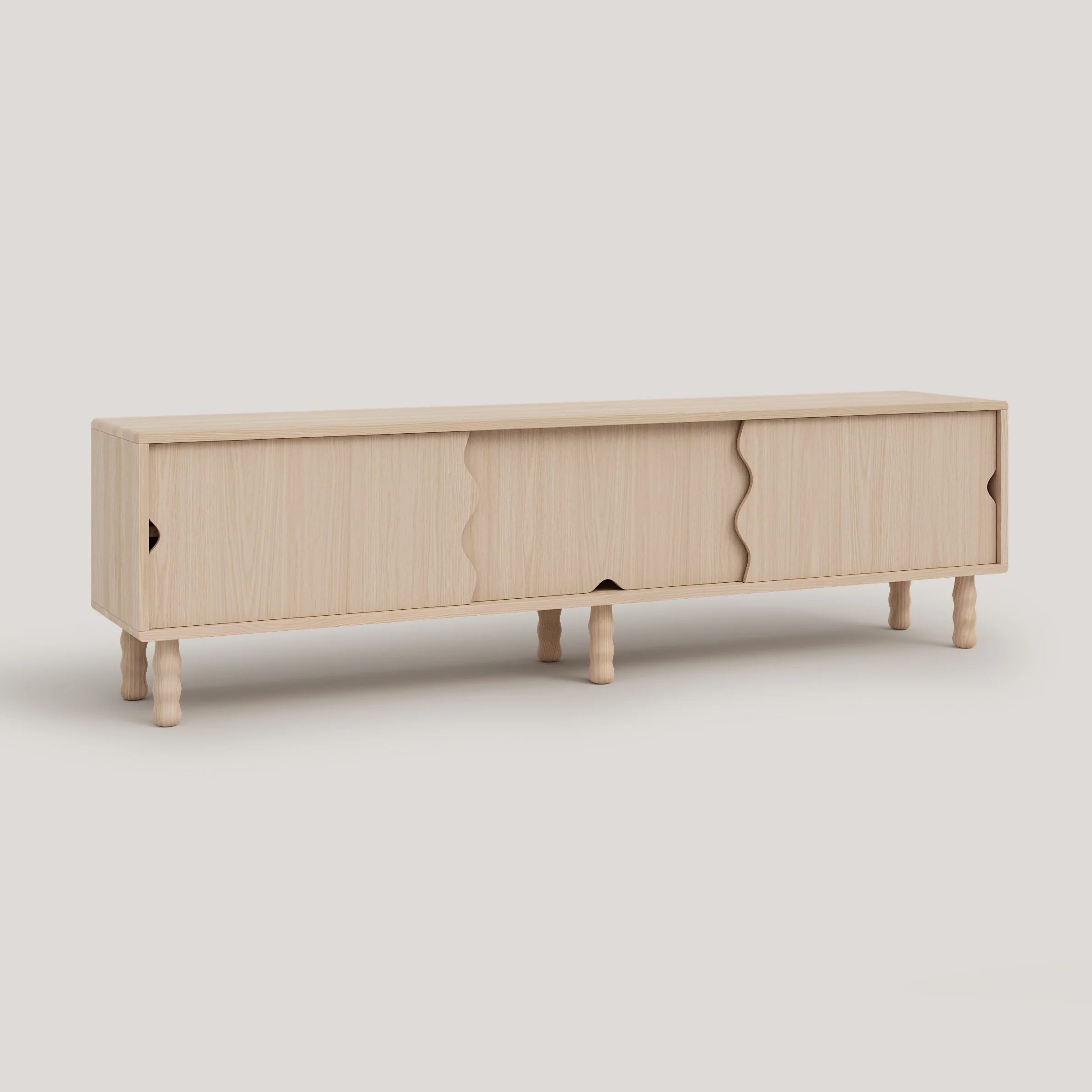 Malaret TV stand in pine wood with 3 doors 180 cm - Image 8