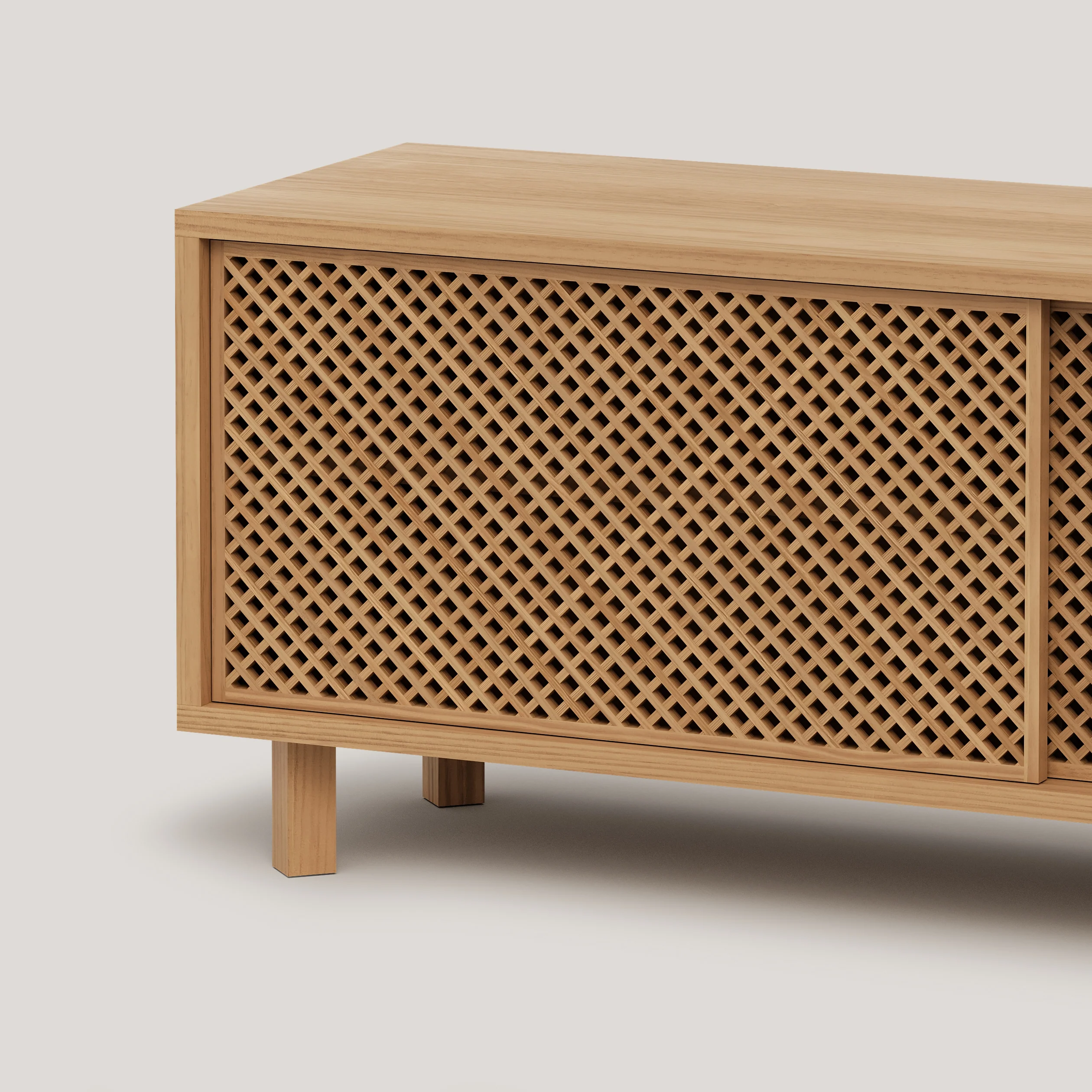 Menorca TV stand of pine with 2 or 3 lattice door 180 cm - Image 12