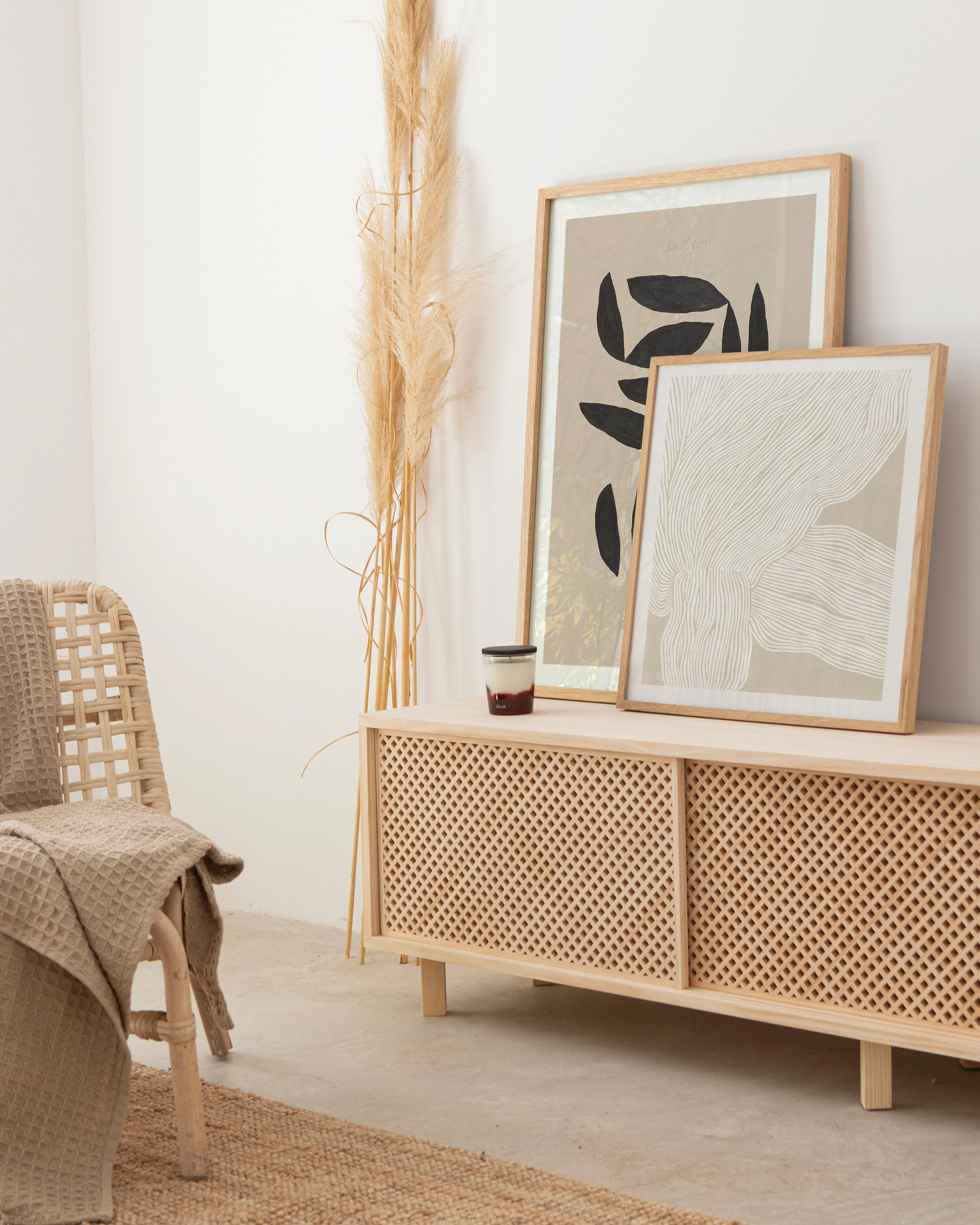 Menorca TV stand of pine with 2 or 3 lattice door 180 cm - Image 3