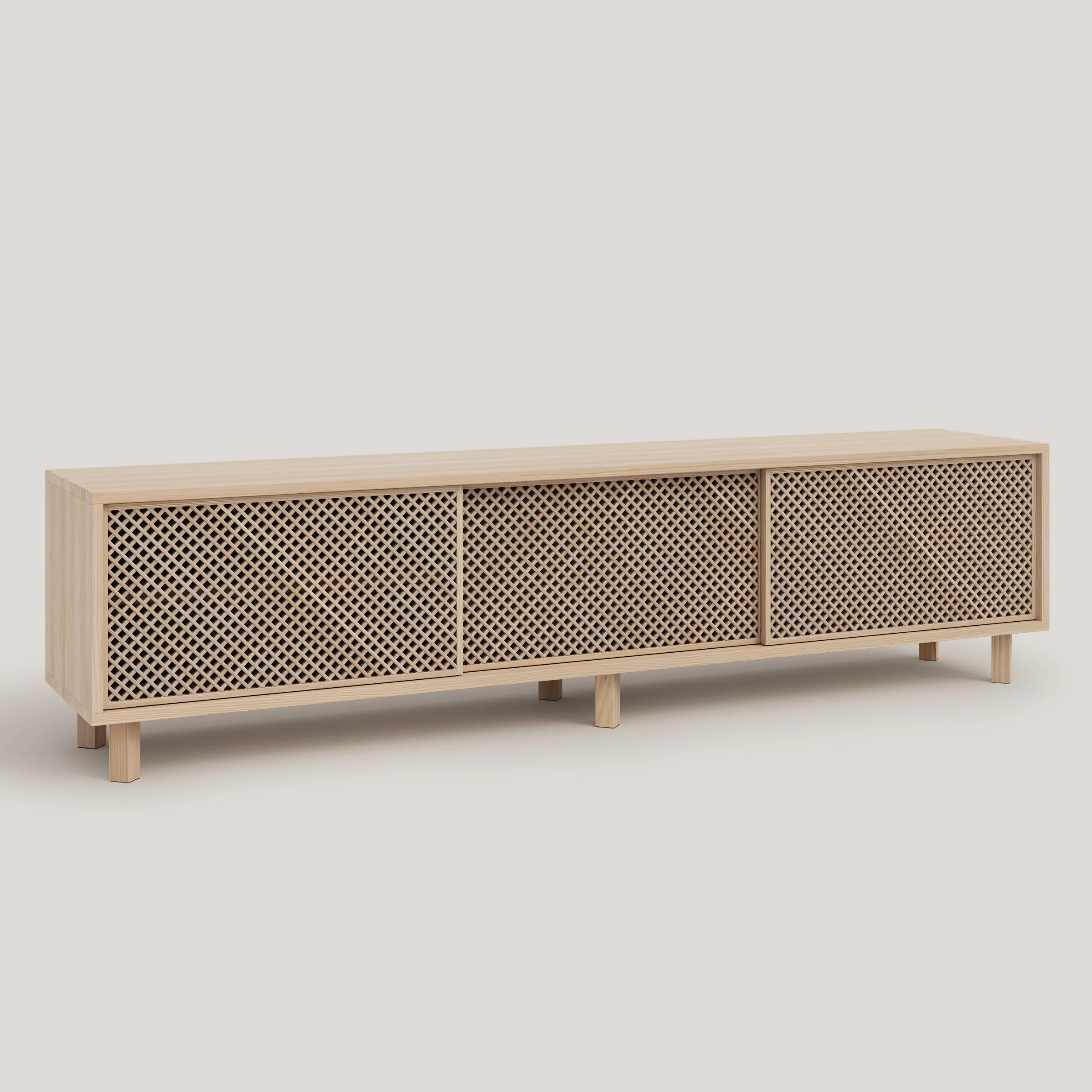 Menorca TV stand of pine with 2 or 3 lattice door 180 cm - Image 9