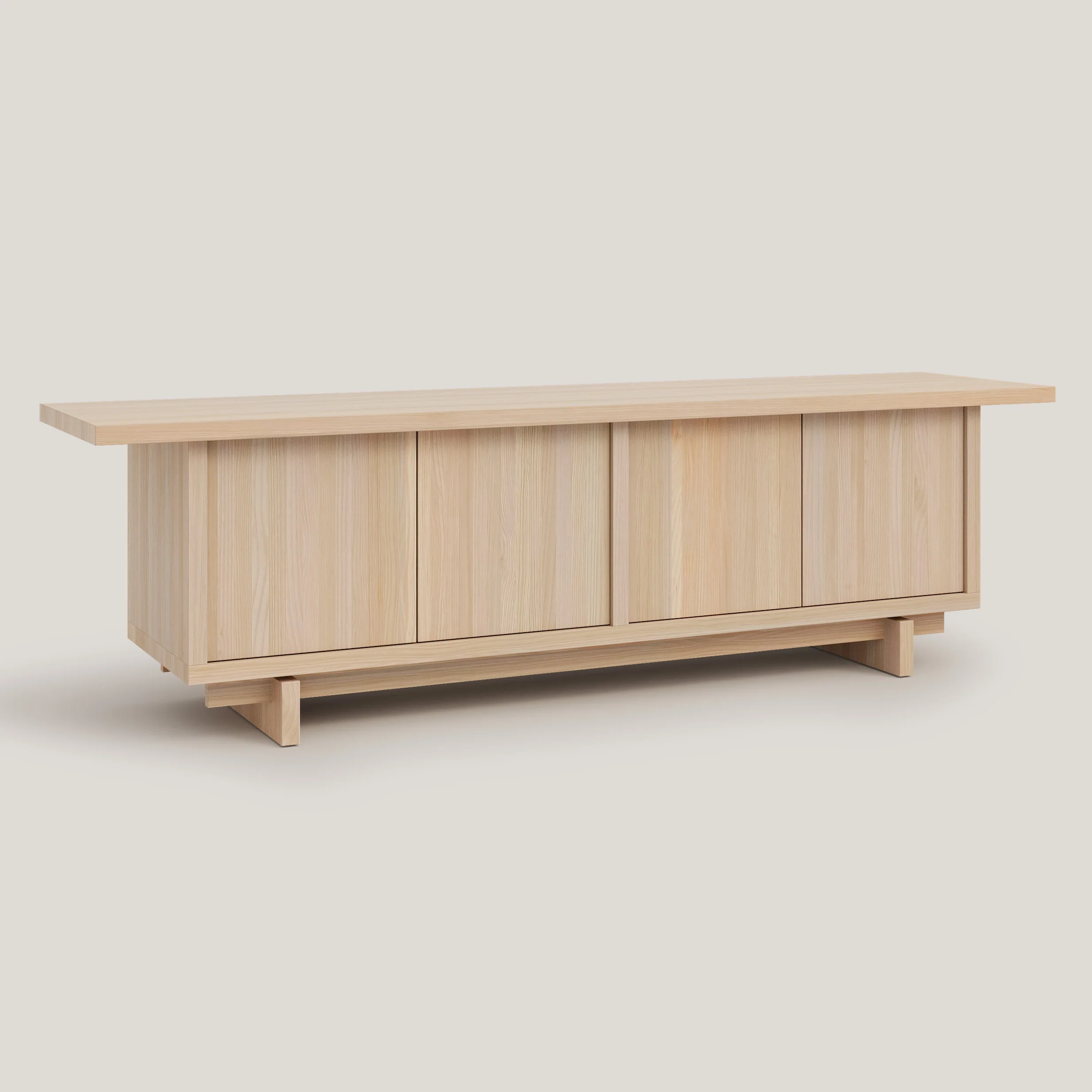 Pada TV stand of solid pine wood with 4 doors 180 cm - Image 9