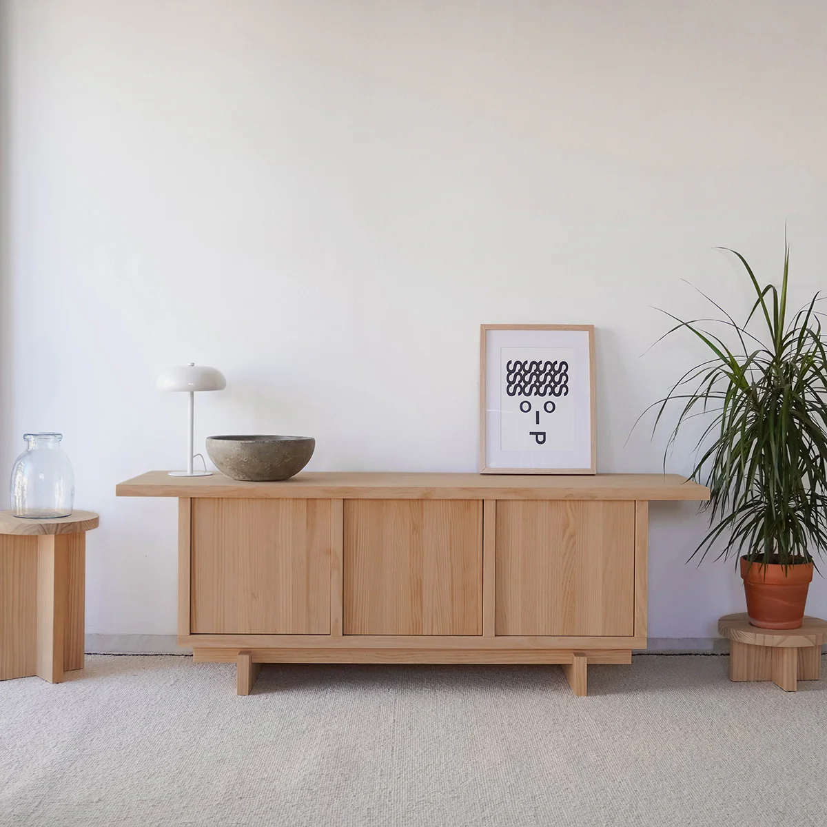 Pi TV furniture made of solid wood with 3 doors 148 cm - Image 8