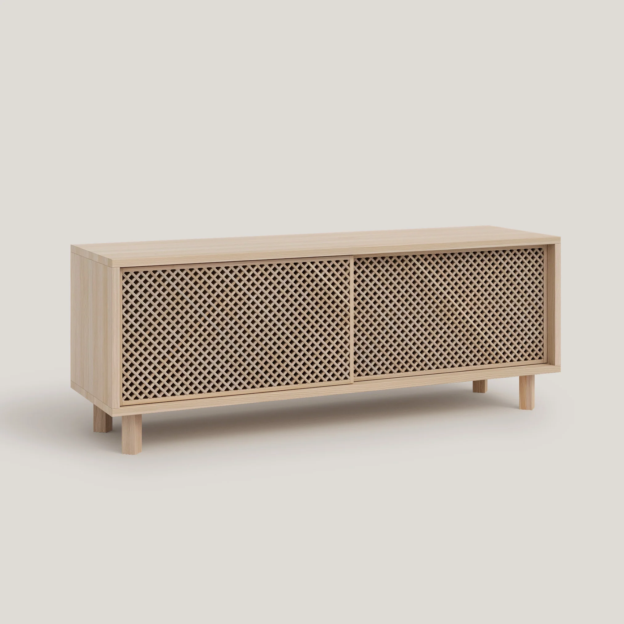 Pola TV stand of pine with 1 or 2 lattice doors 120 cm - Image 4