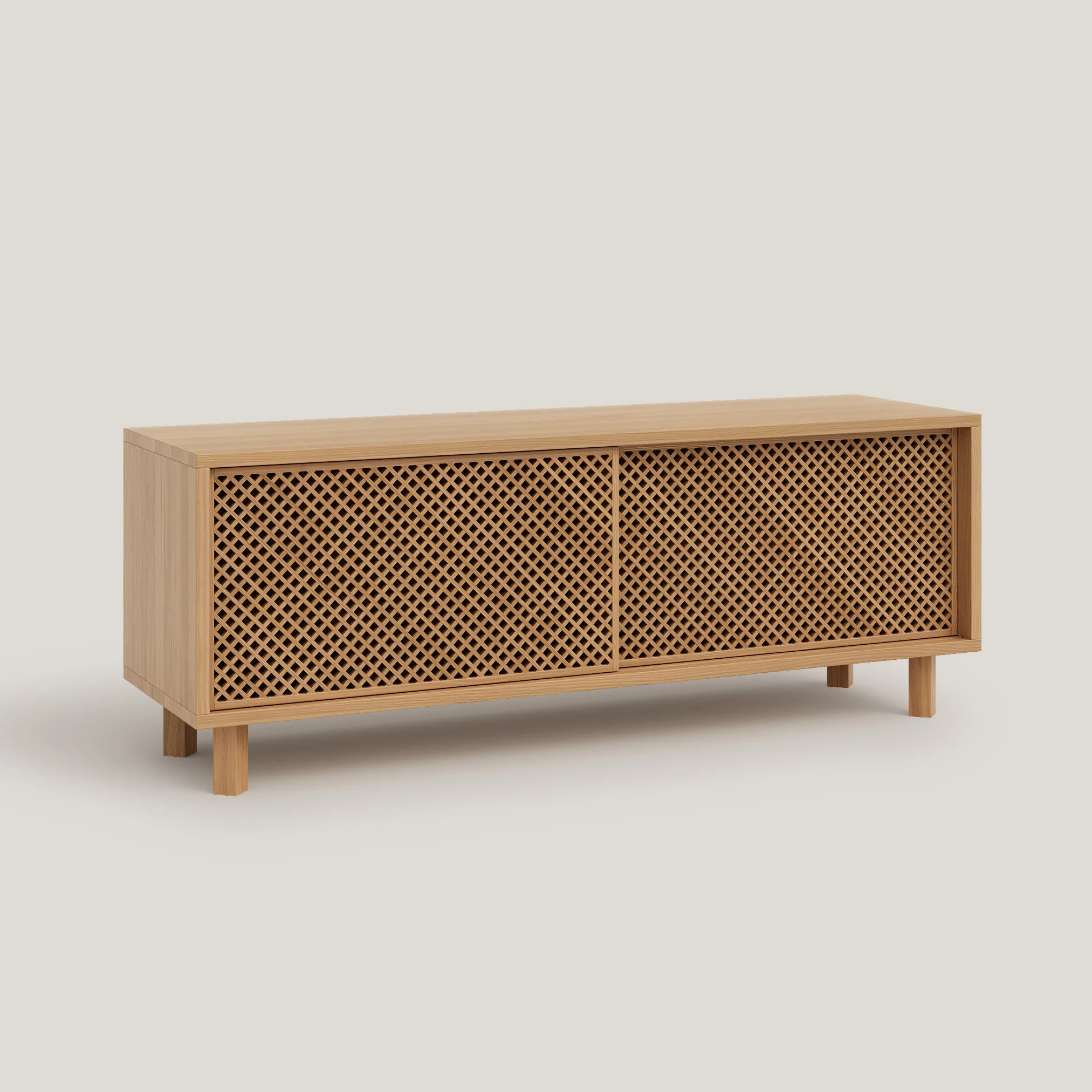 Pola TV stand of pine with 1 or 2 lattice doors 120 cm - Image 6