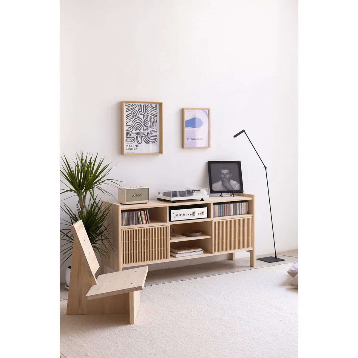 Bassa solid wood sideboard for vinyl records 1 or 2 doors 151 cm - Image 3
