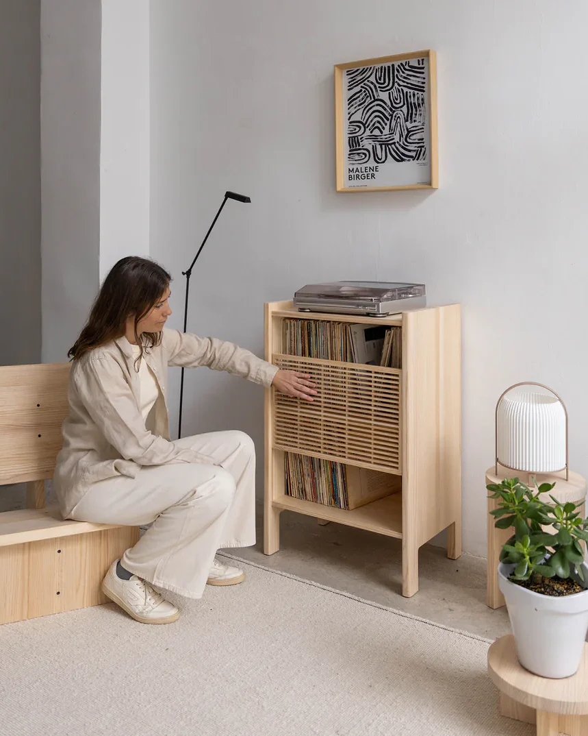 Baster solid wood sideboard for vinyl records 1 door 59 cm - Image 3