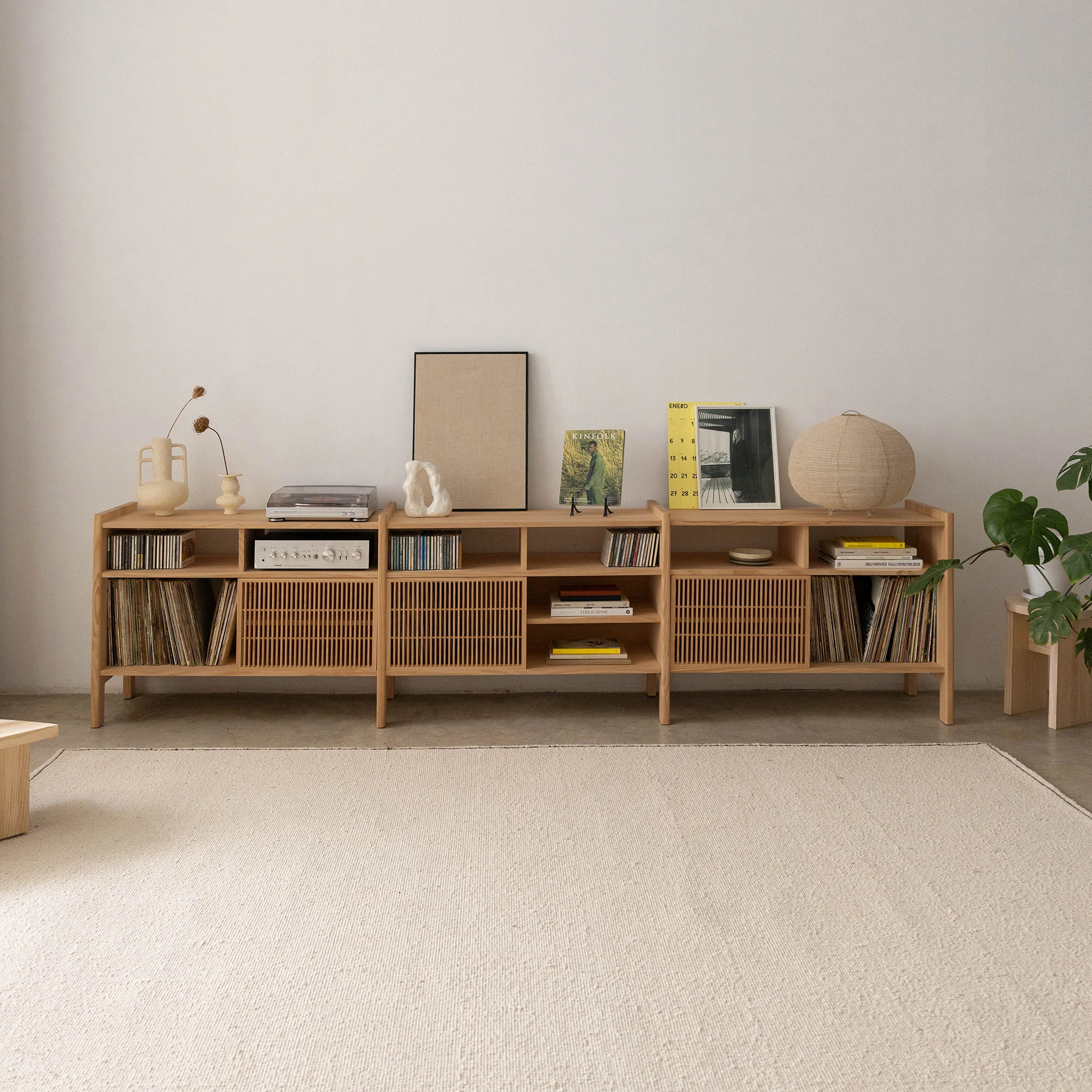 Mesquida large sideboard in solid wood for vinyl records 3 doors 301 cm - Image 11