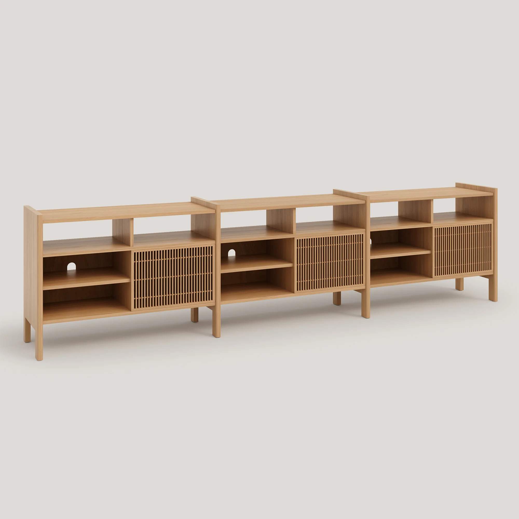 Mesquida large sideboard in solid wood for vinyl records 3 doors 301 cm - Image 12