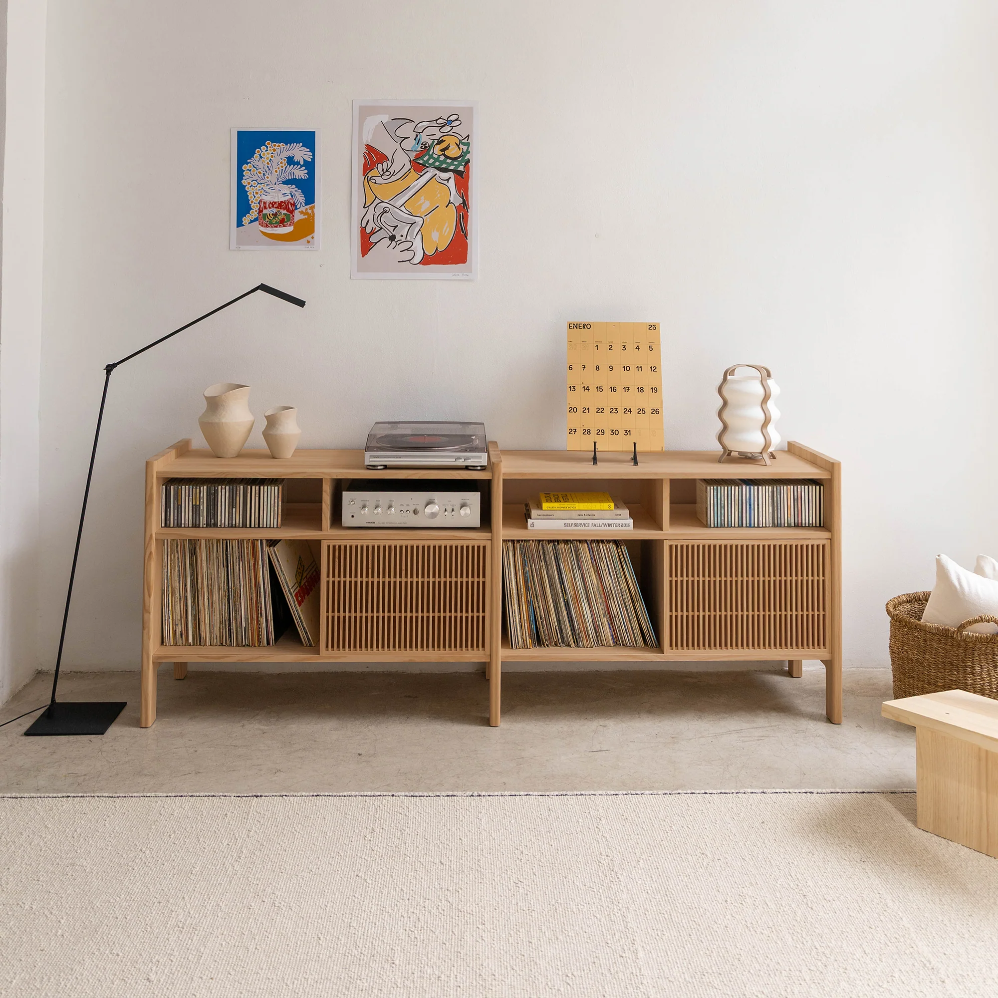 Mesquida medium sideboard in solid wood for vinyl records 2 doors 201 cm - Image 11