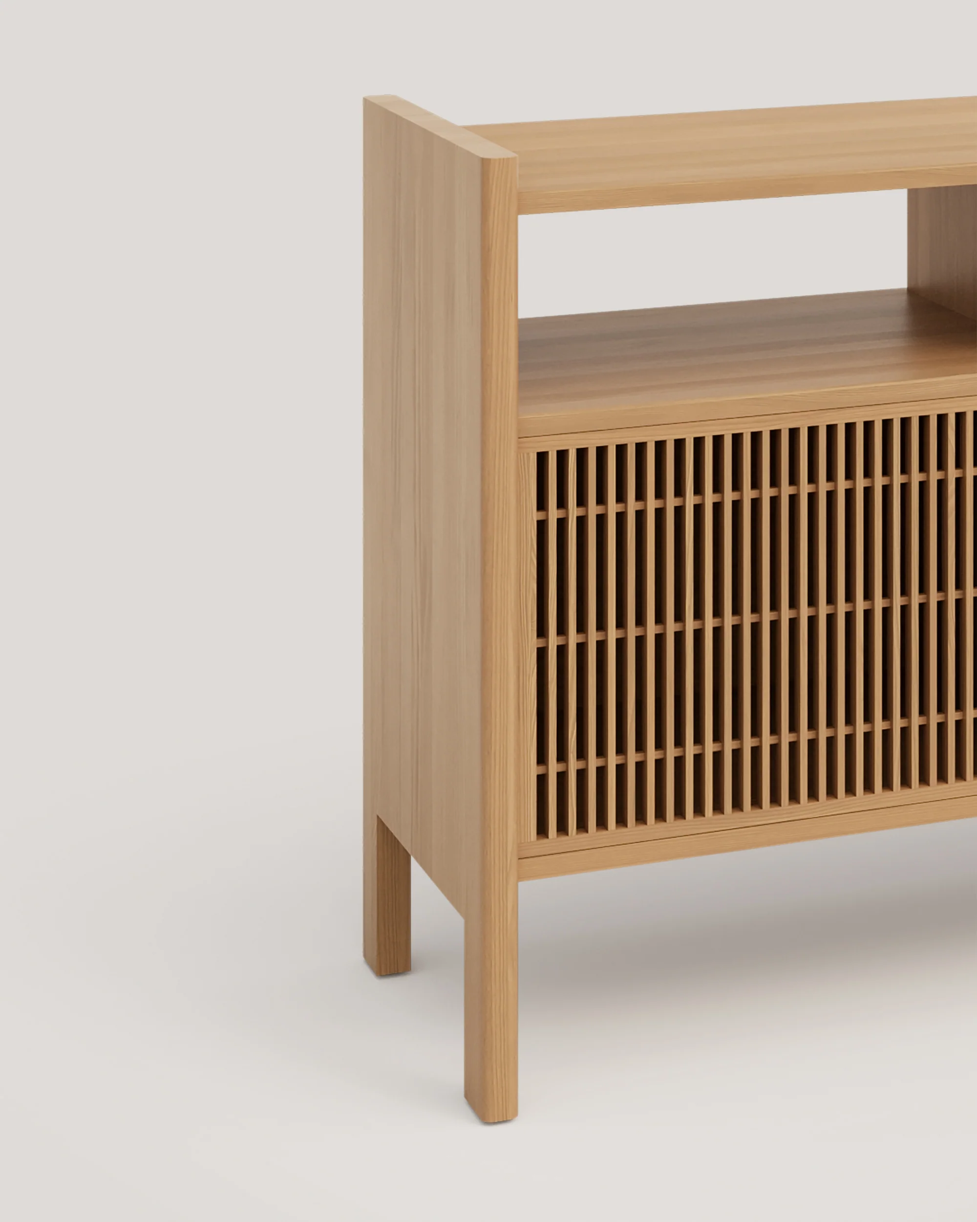 Mesquida large sideboard in solid wood for vinyl records 3 doors 301 cm - Image 14